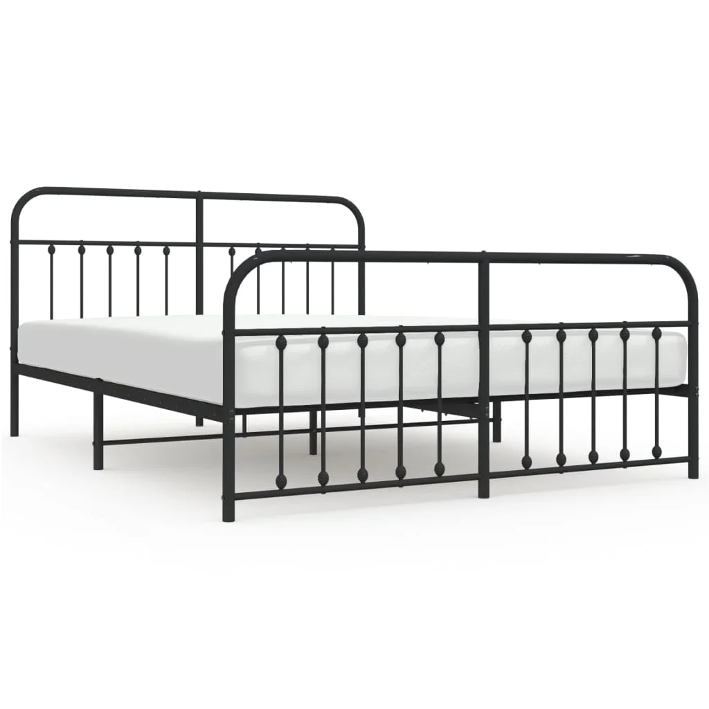 Metal Bed Frame with Headboard and Footboard Black 72