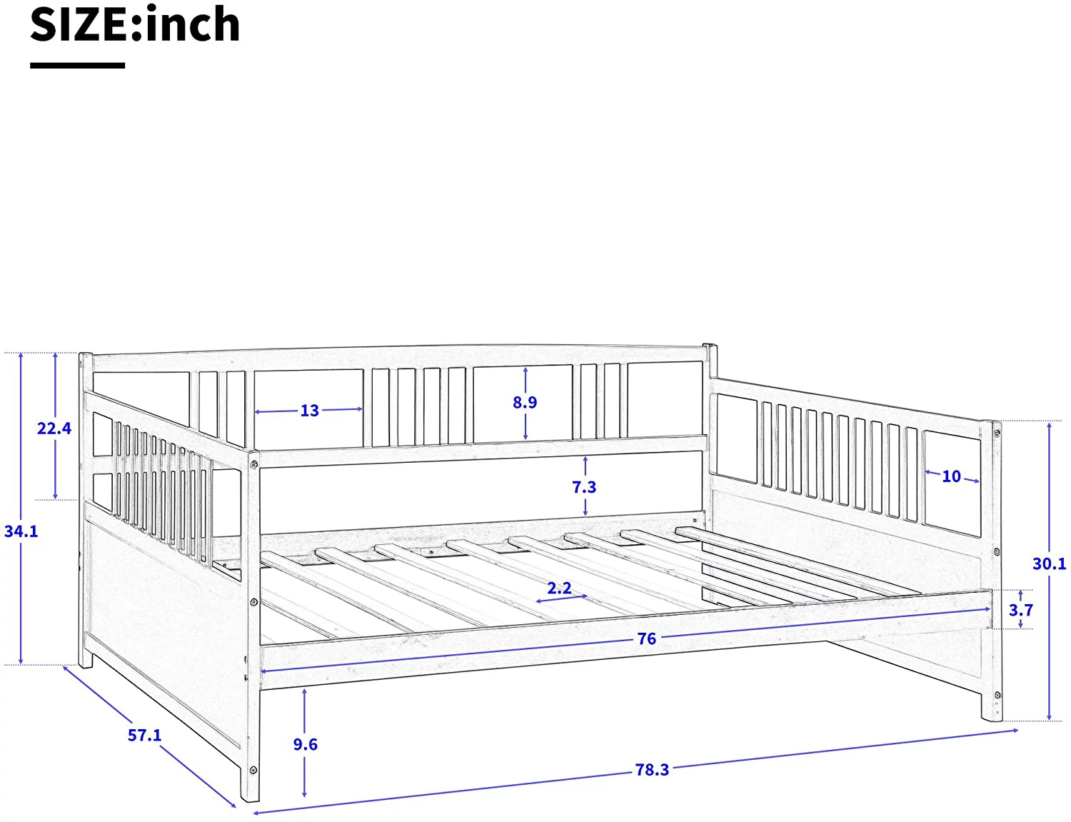 Full Size Wooden Daybed, Multi-Functional Solid Wood Daybed With 10 Wooden Slats Support (Espresso)