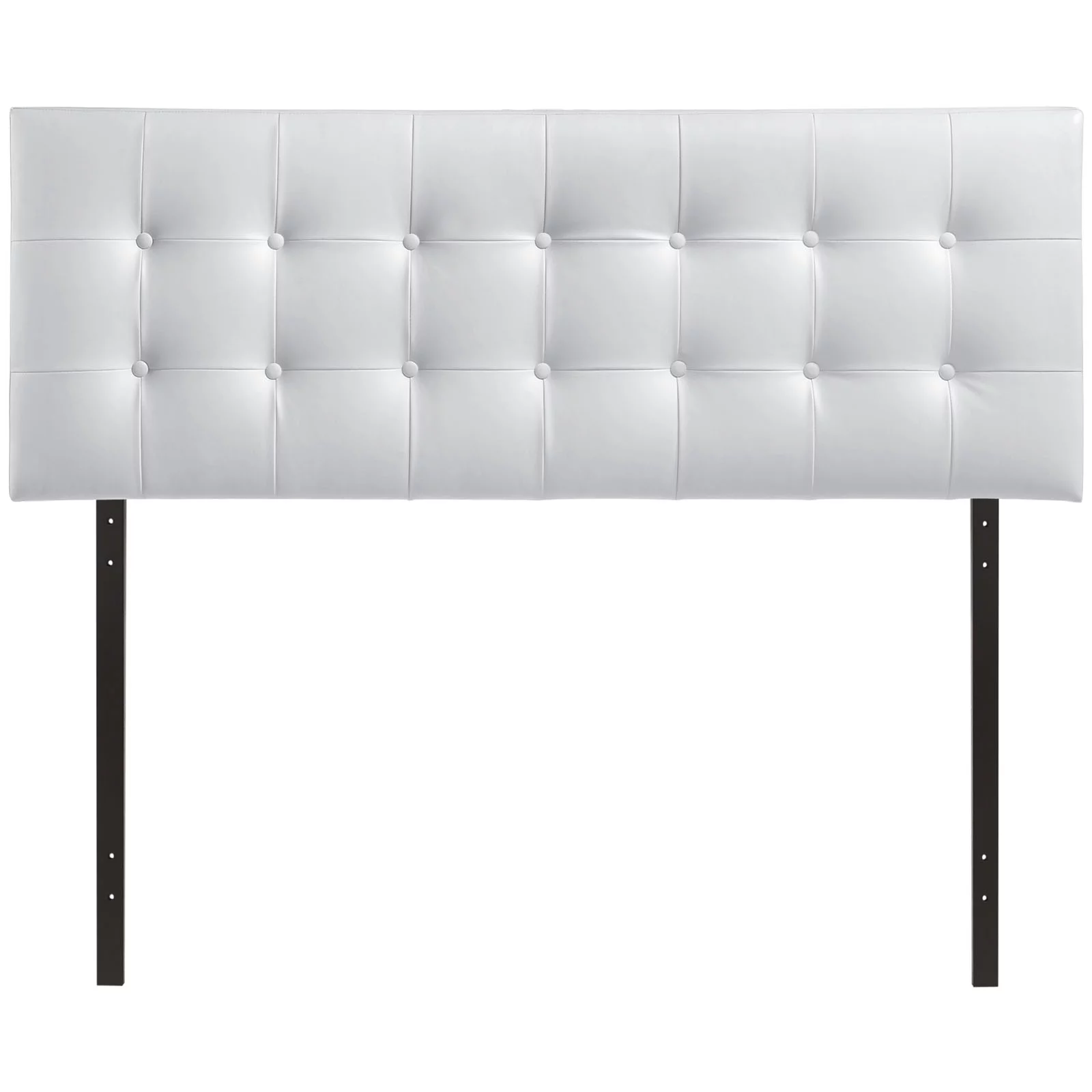 Modern Contemporary Queen Size Vinyl Headboard, White Faux Leather