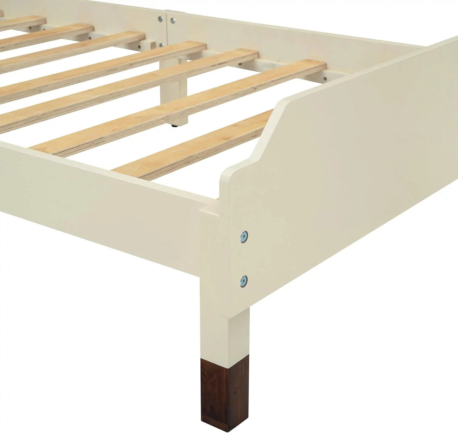 Tabaray Twin Size Bed, Twin Size Wood Platform Bed with Bear-Shaped Headboard and Motion Activated Night Lights, Bed Frame for Kids No Box Spring Needed, (Cream+Twin)