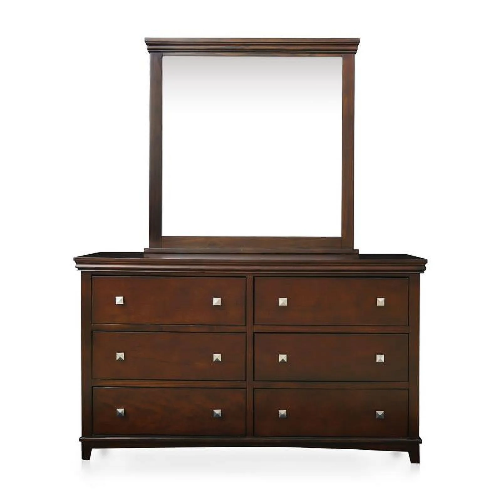Furniture of America Brighton 2-Piece Solid Wood Dresser and Mirror in Cherry