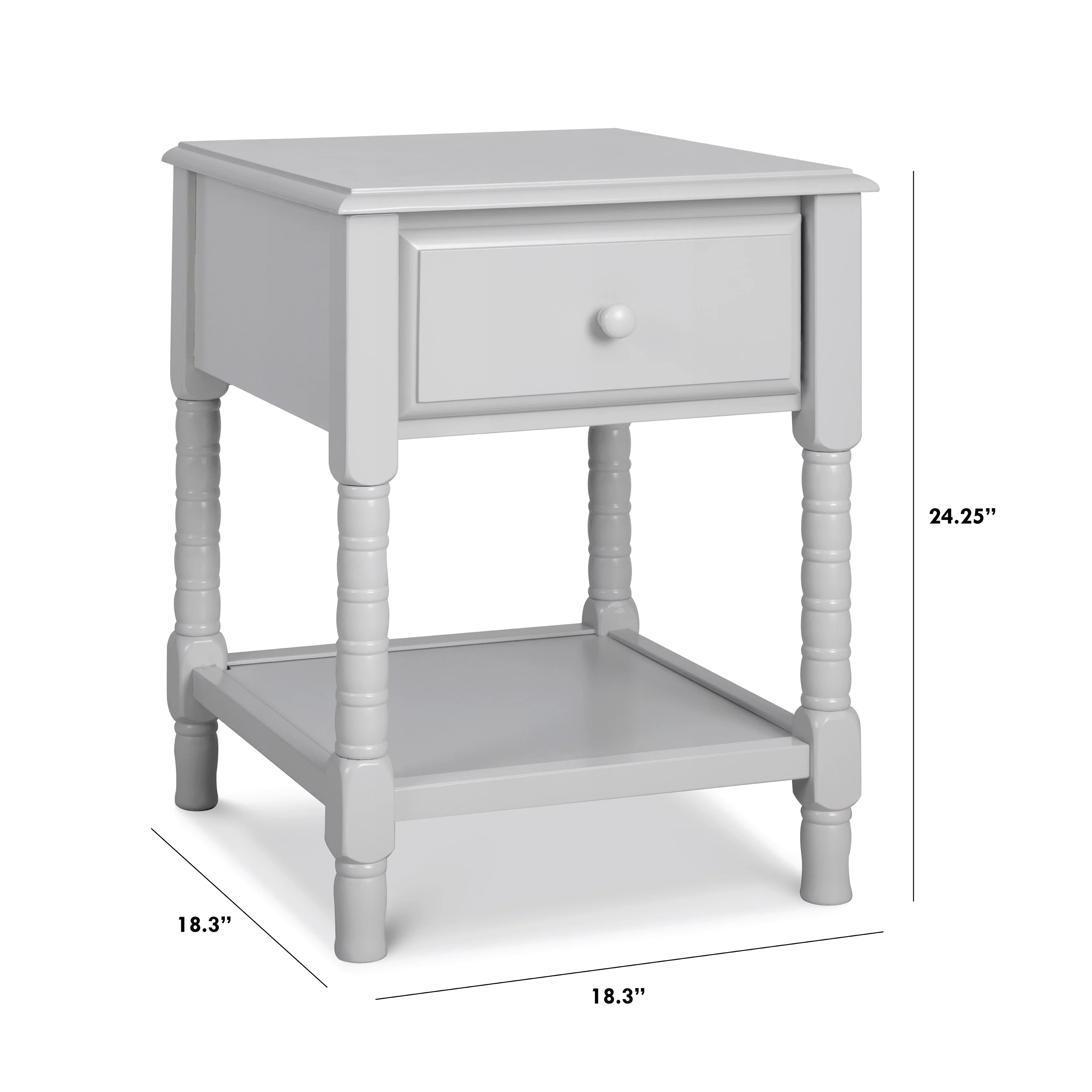 DaVinci Jenny Lind Spindle Nightstand in Fog Grey