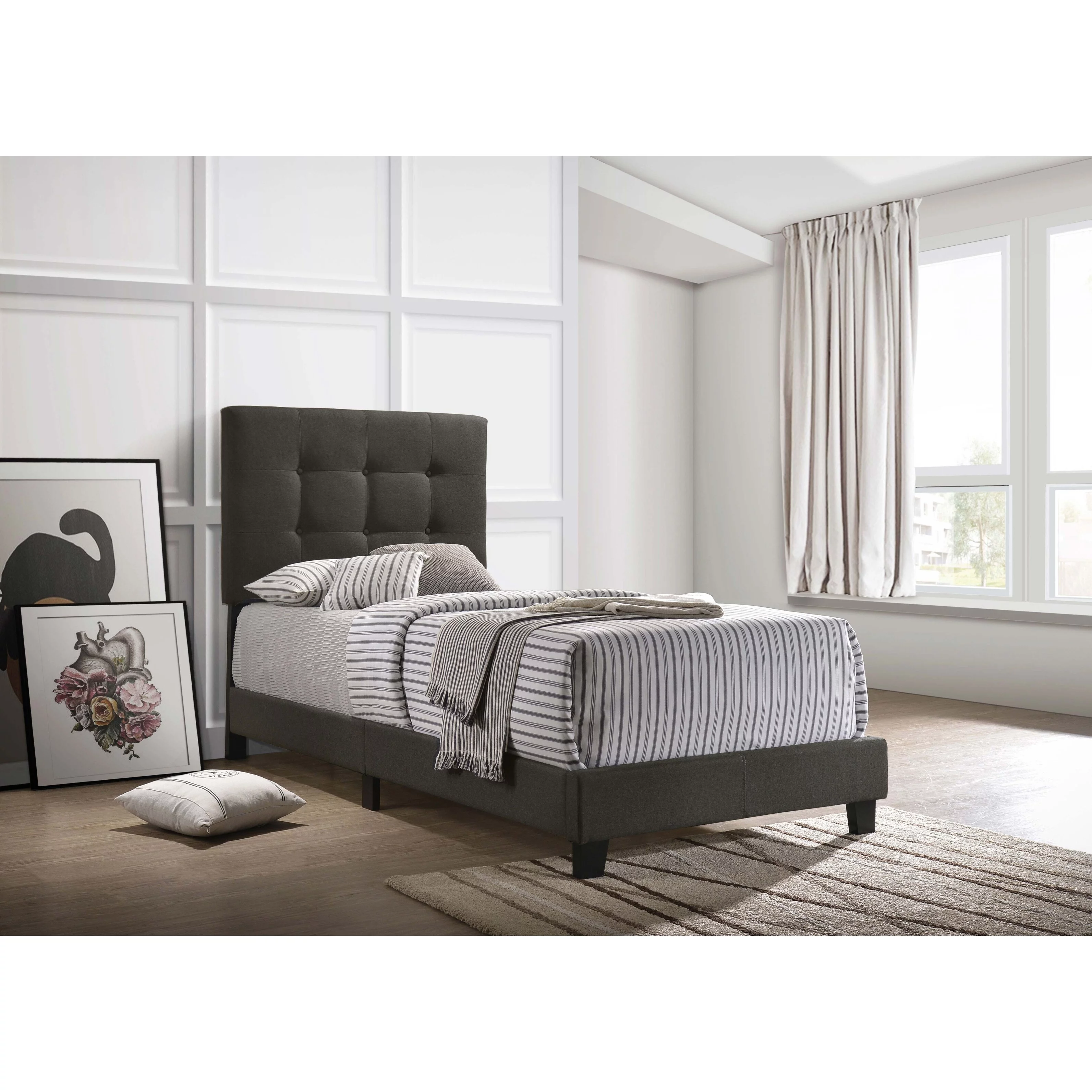 Coaster Furniture Mapes Tufted Upholstered Bed Charcoal Queen