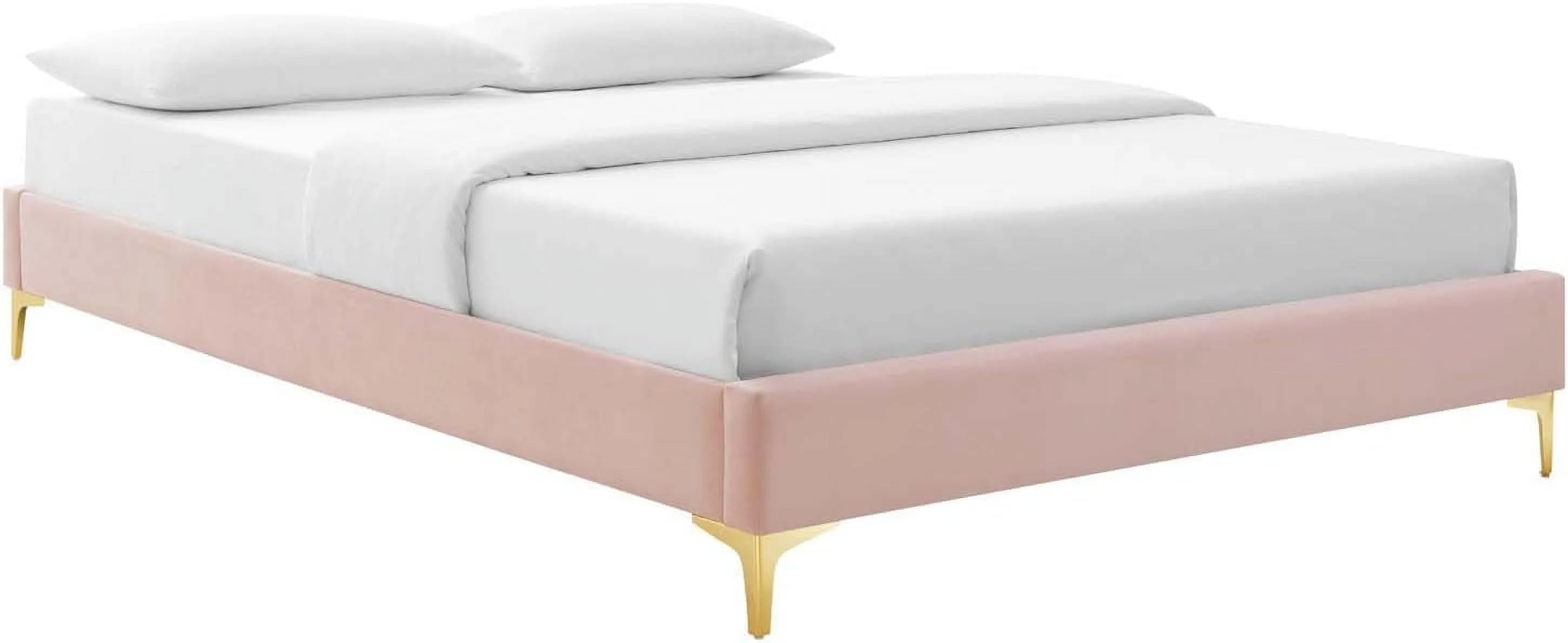WAGEE MOD-6307-PNK Sutton King Performance Velvet Bed Frame, Pink