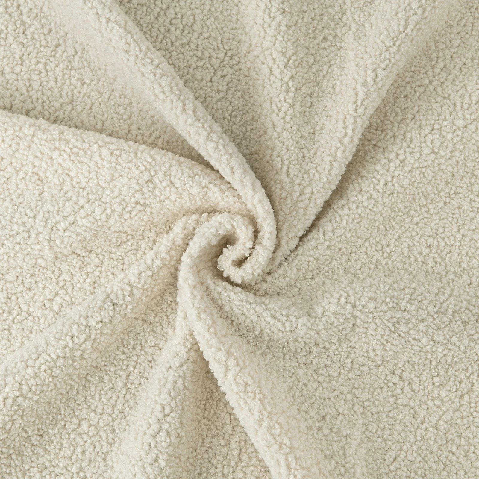 Furniliving Tufted Button Wingback Chair Upholstered Sherpa Accent Chair with Wide Arm Modern Leisure Club Chair, Lvory white