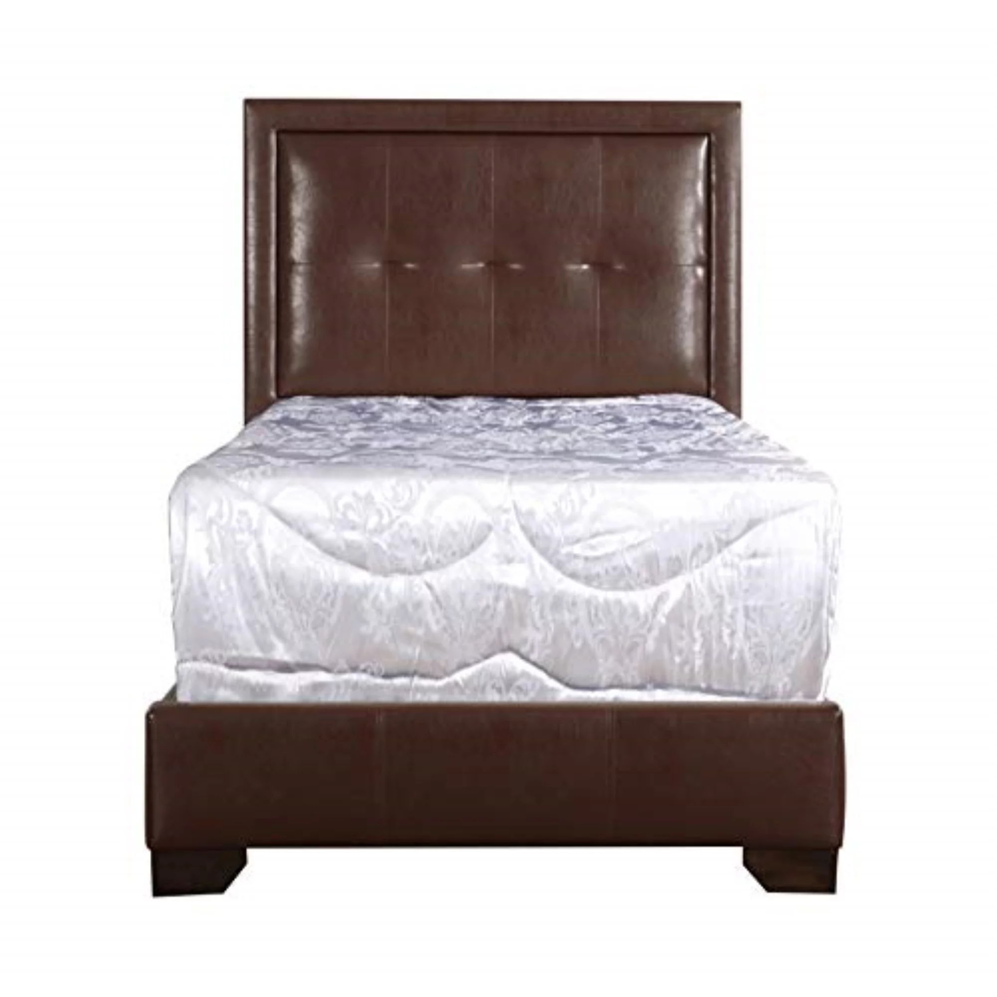 Glory Furniture Panello Bed with Faux Leather Upholstery Dark Brown Twin