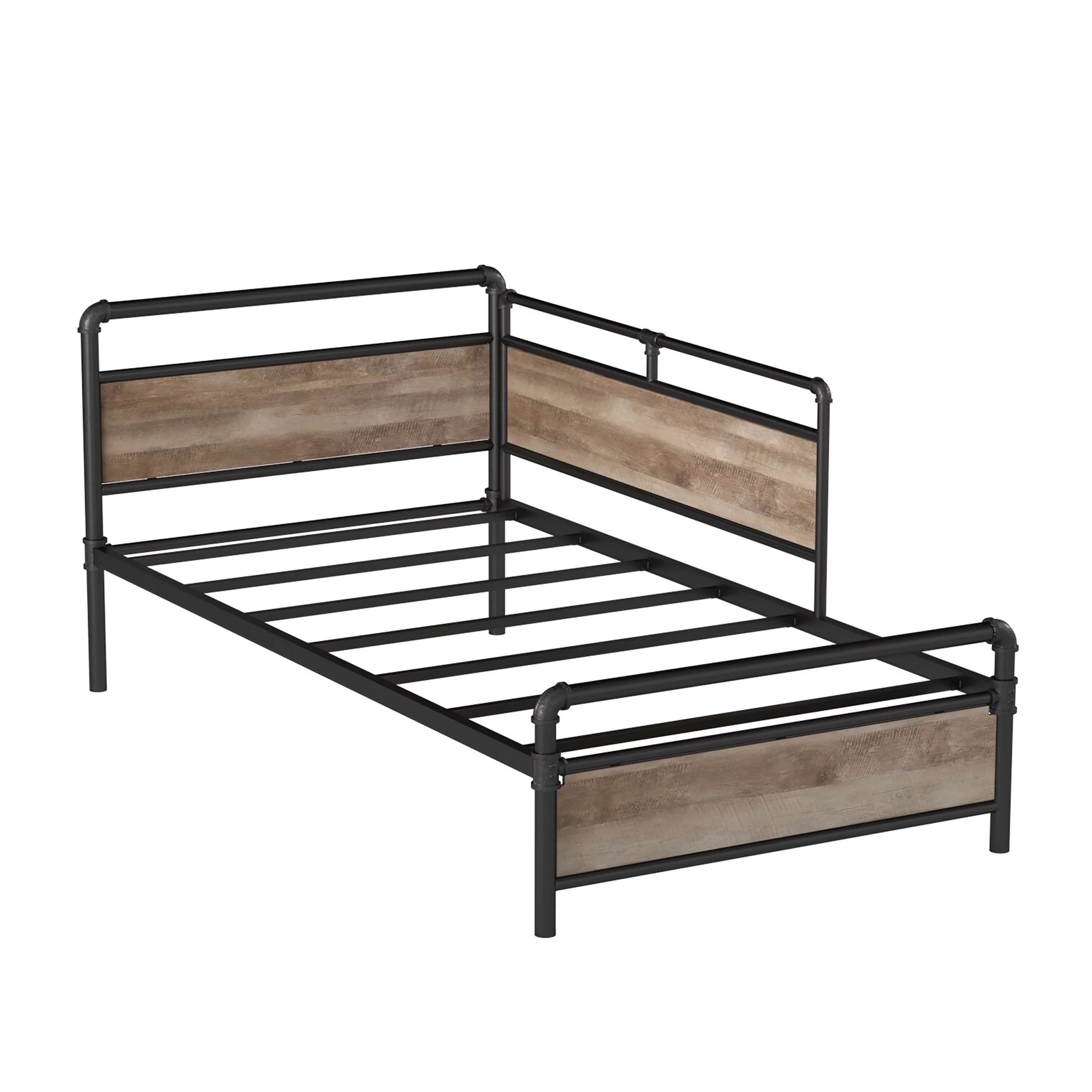 Furniture of America Rolke Industrial Metal Elevated Daybed, Twin, Black