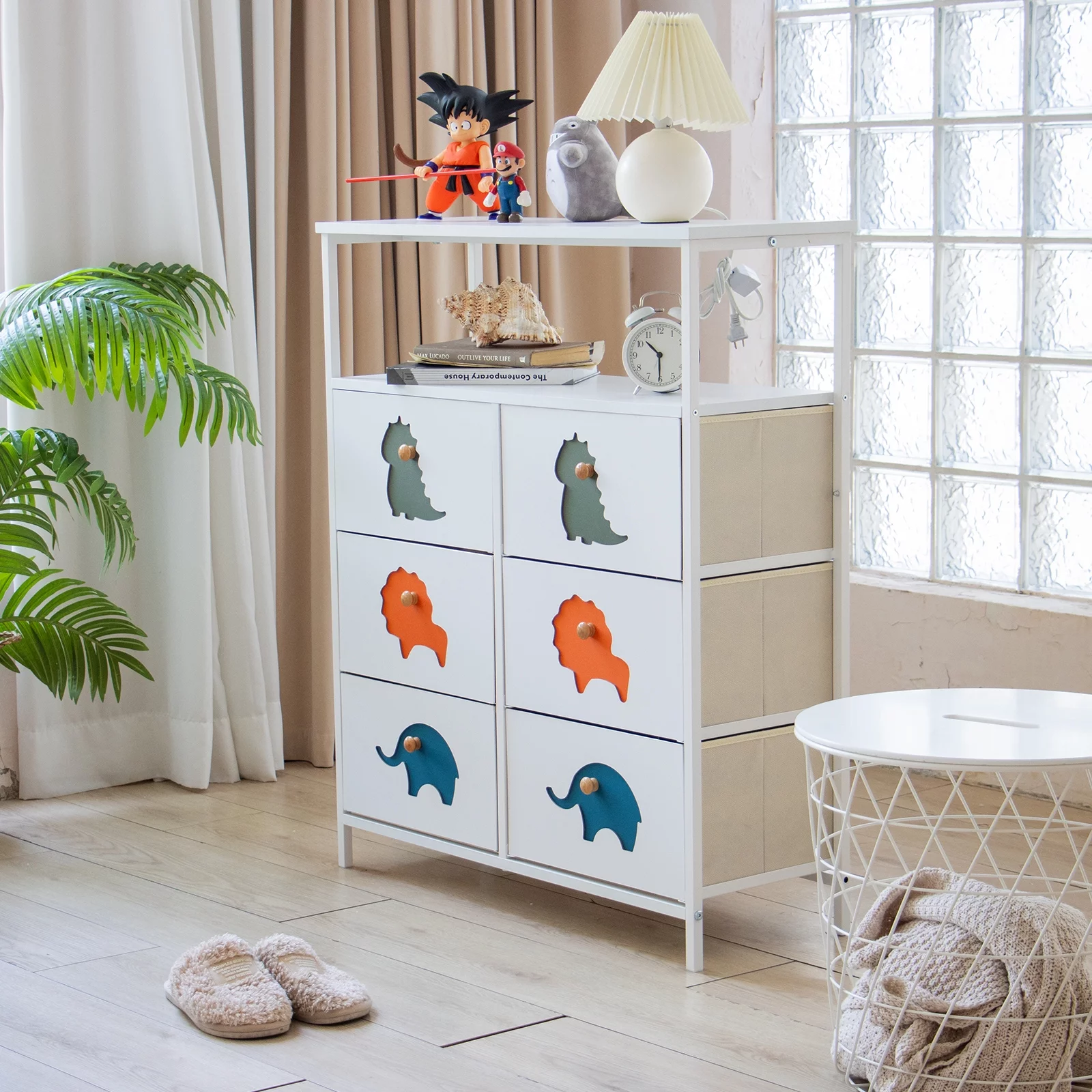 Sengroce Kids Dresser for Kids, Toddler Dressers, Vertical Dresser for Bedroom with 6 Drawers and Shelf, White