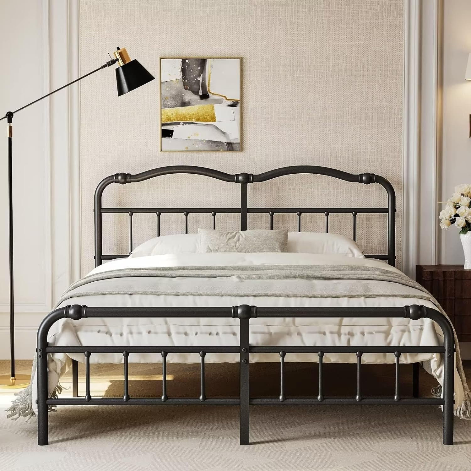 Full Size Bed Frame with Headboard and Footboard, 14 Inch High, Heavy Duty Bed Frame No Box Spring Needed, Easy Assembly, Noise-Free, Under Bed Storage, Black