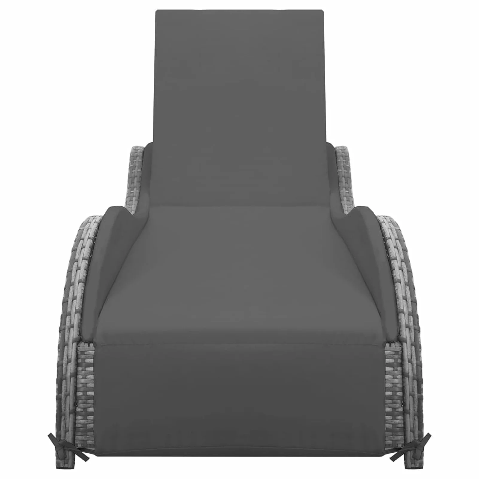 Dcenta Sun Lounger with Cushion Gray Poly Rattan Backrest Adjustable Daybed for Patio, Garden, Backyard, Poolside, Balcony, Outdoor Funiture 78.7 x 28.7 x 17.7 Inches (L x W x H)