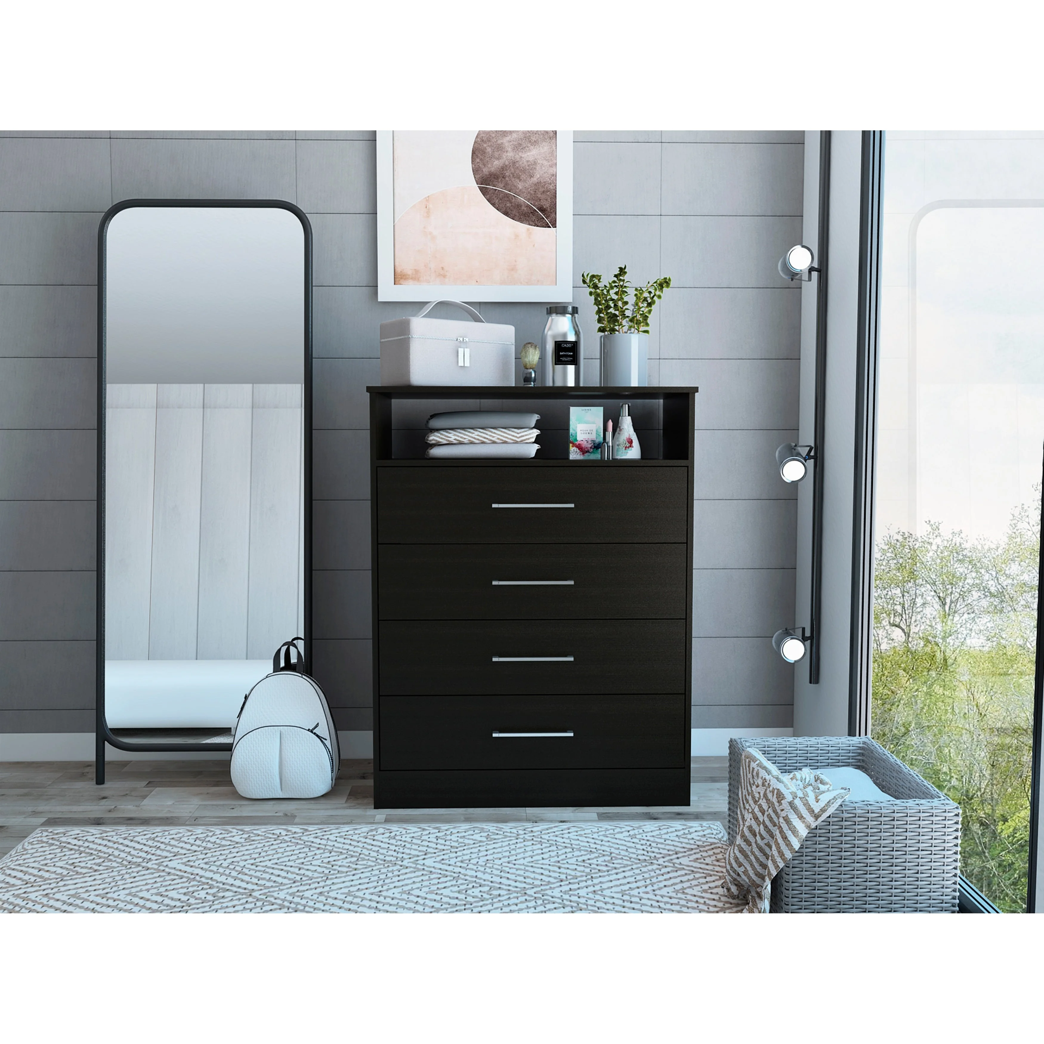 Boahaus Frances Dresser, Manufactured Wood, for Adults, Black Wengue