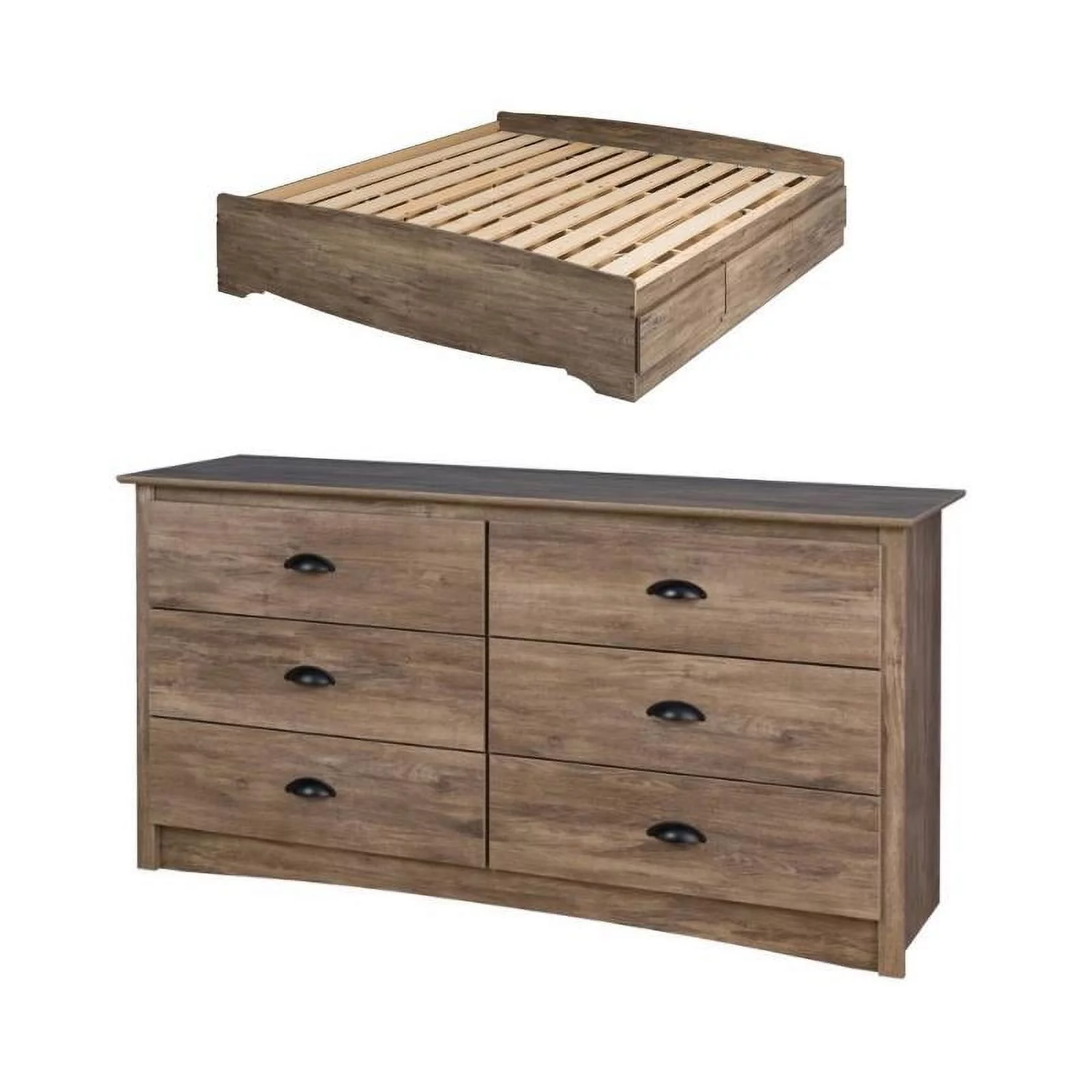 Home Square 2-Piece Set with King Platform Storage Bed and 6-Drawer Dresser