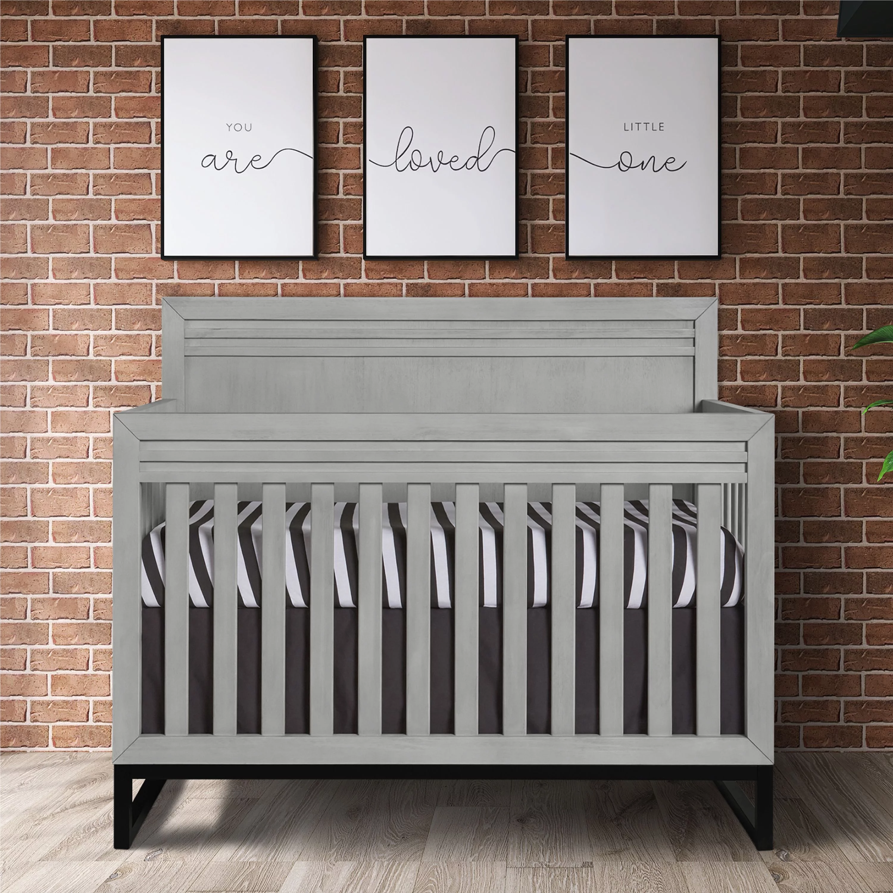 Evolur Kyoto 5-in-1 Convertible Crib in Imperial Grey, Greenguard Gold and JPMA Certified