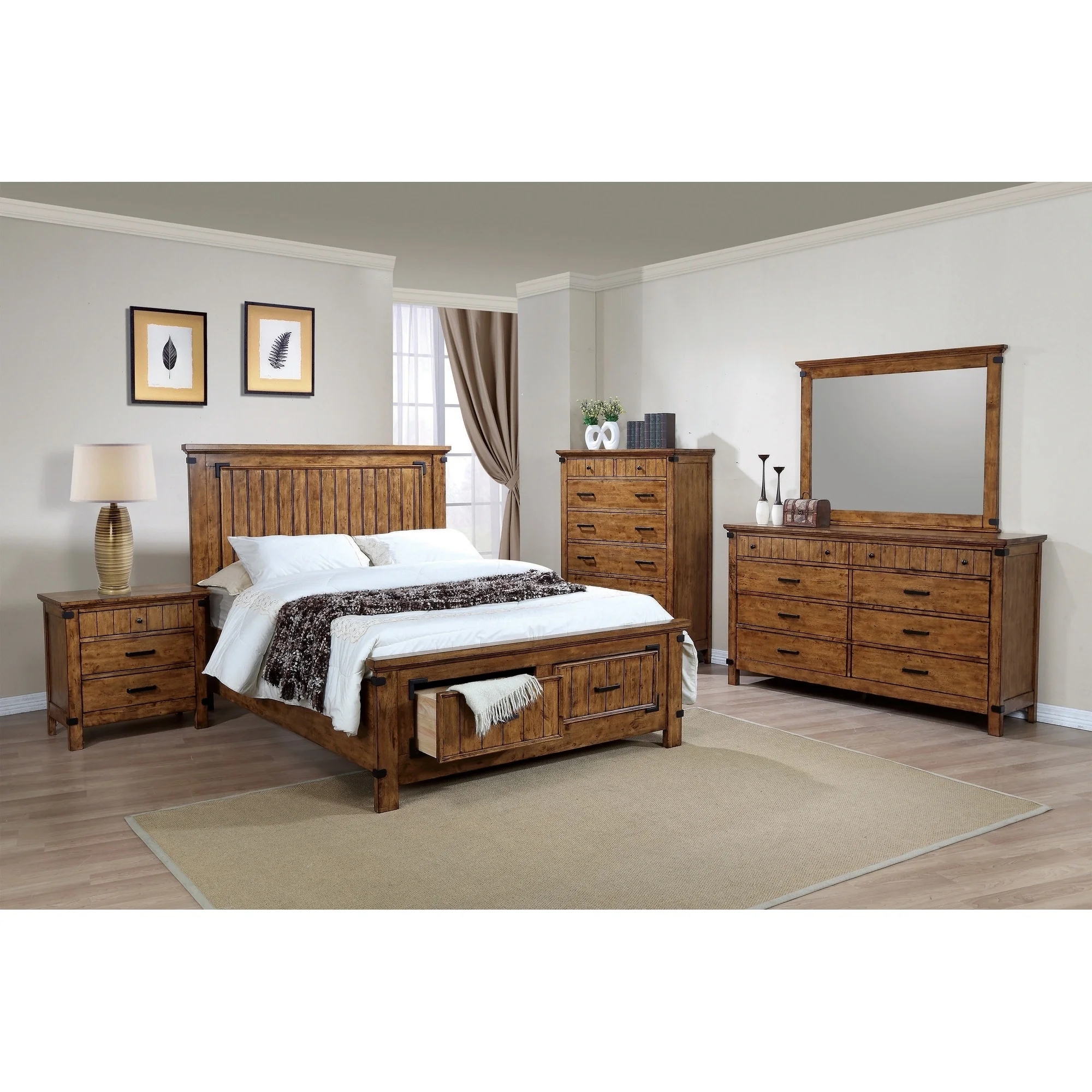 Coaster Furniture Brenner Rustic Honey 5-piece Storage Bedroom Set Full