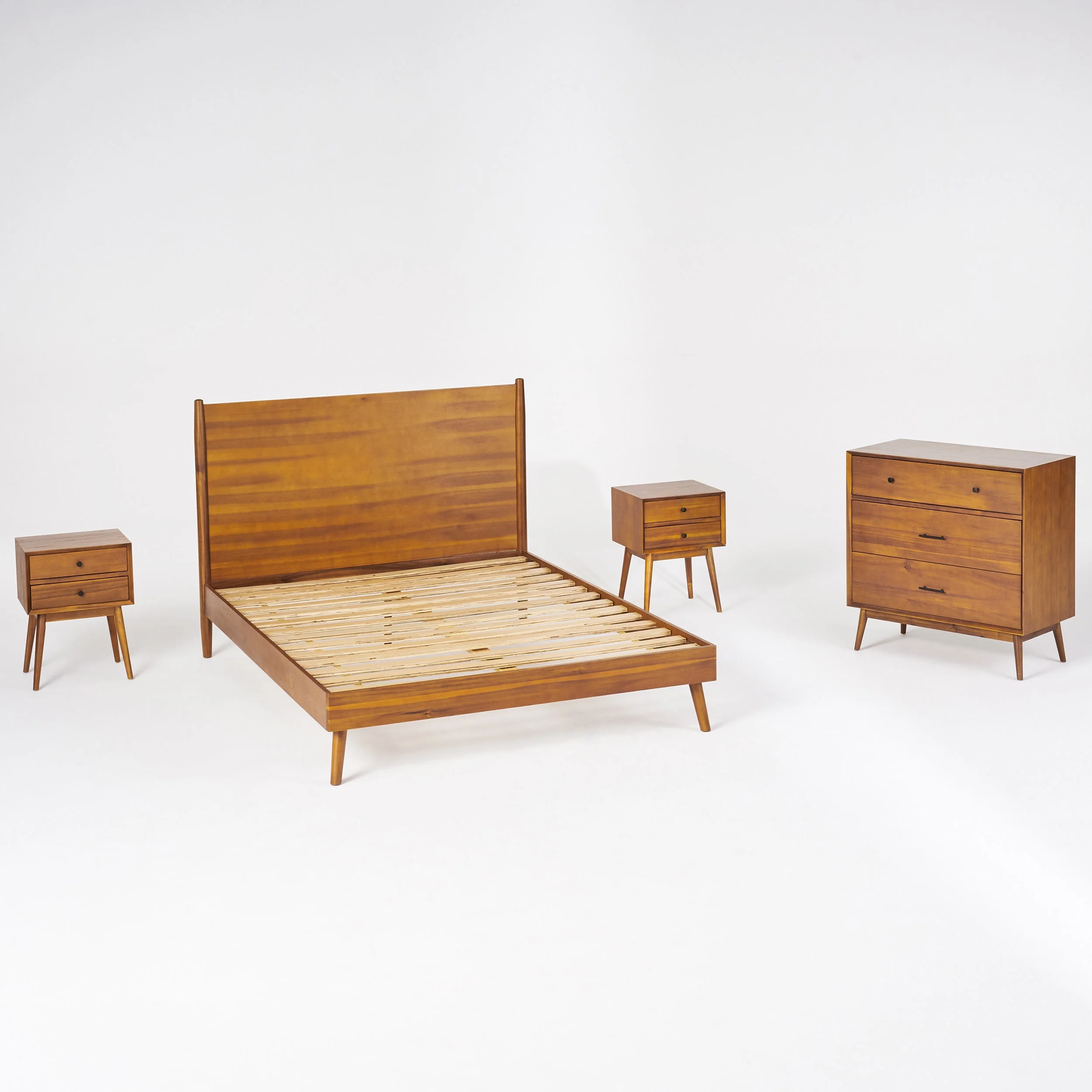 GDF Studio OkiOki Mid Century Bedroom Collection, Natural 3 Drawer Queen