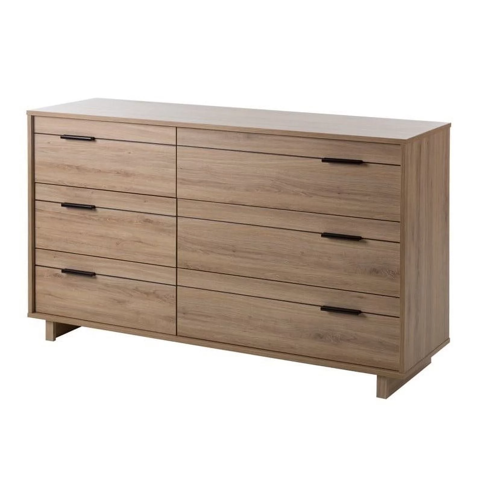 Fynn 2 Piece 6 Drawer Dresser and 2 Drawer Nightstand Set in Rustic Oak