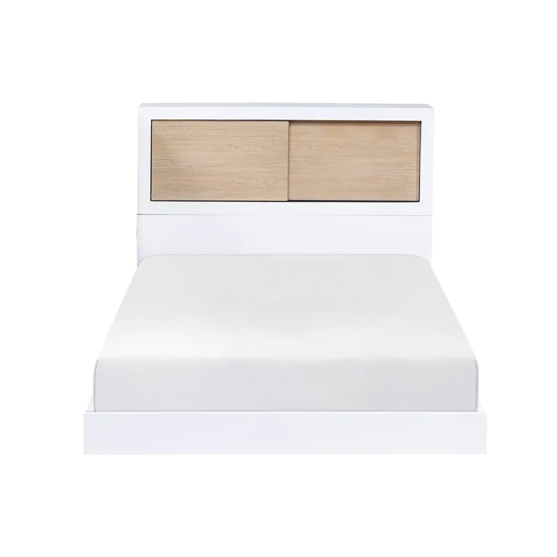 Lexicon Asker Wood Twin Bookcase Bed in 2-Tone Finish (White and Natural)