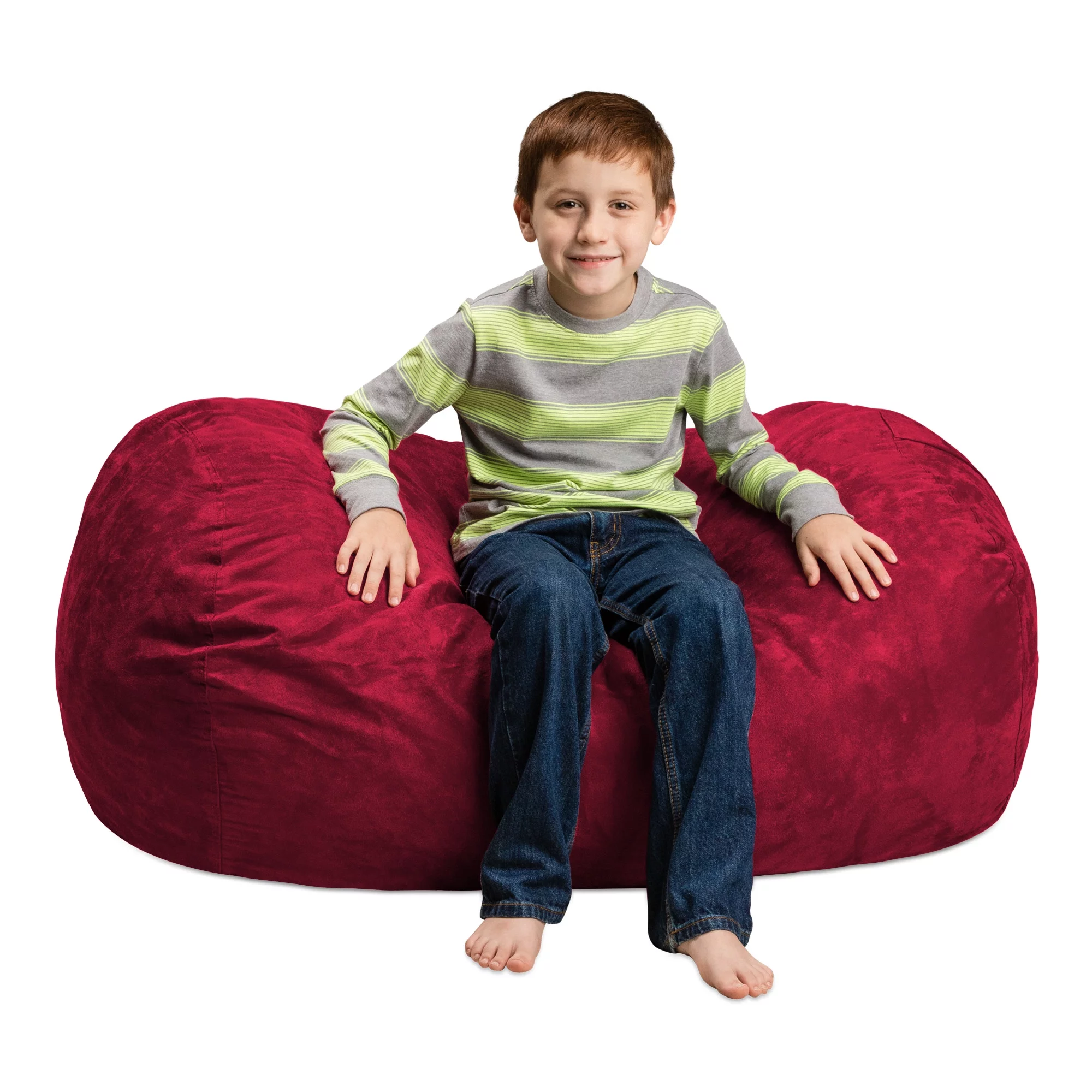 Chill Sack Bean Bag Chair, Memory Foam Lounger with Microsuede Cover, Kids, 4 ft, Cinnabar