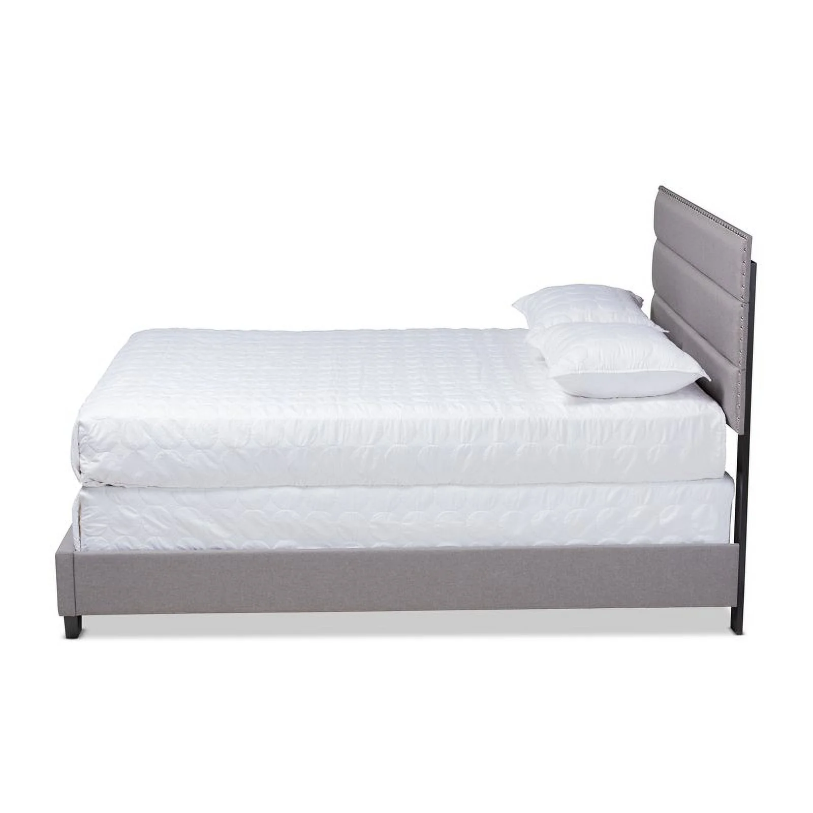Bowery Hill Modern King Size Gray Fabric Upholstered Bed