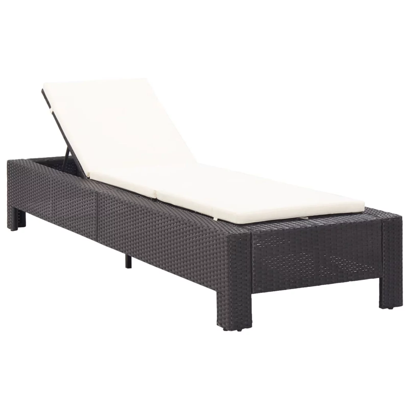 Suzicca Sunbed with Cushion Black Poly Rattan
