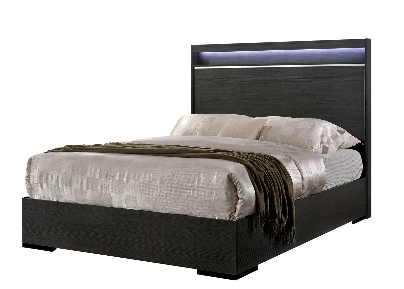 Contemporary Warm Gray Solid Wood Queen Bedroom Set 6pcs FOA CM7589 Camryn