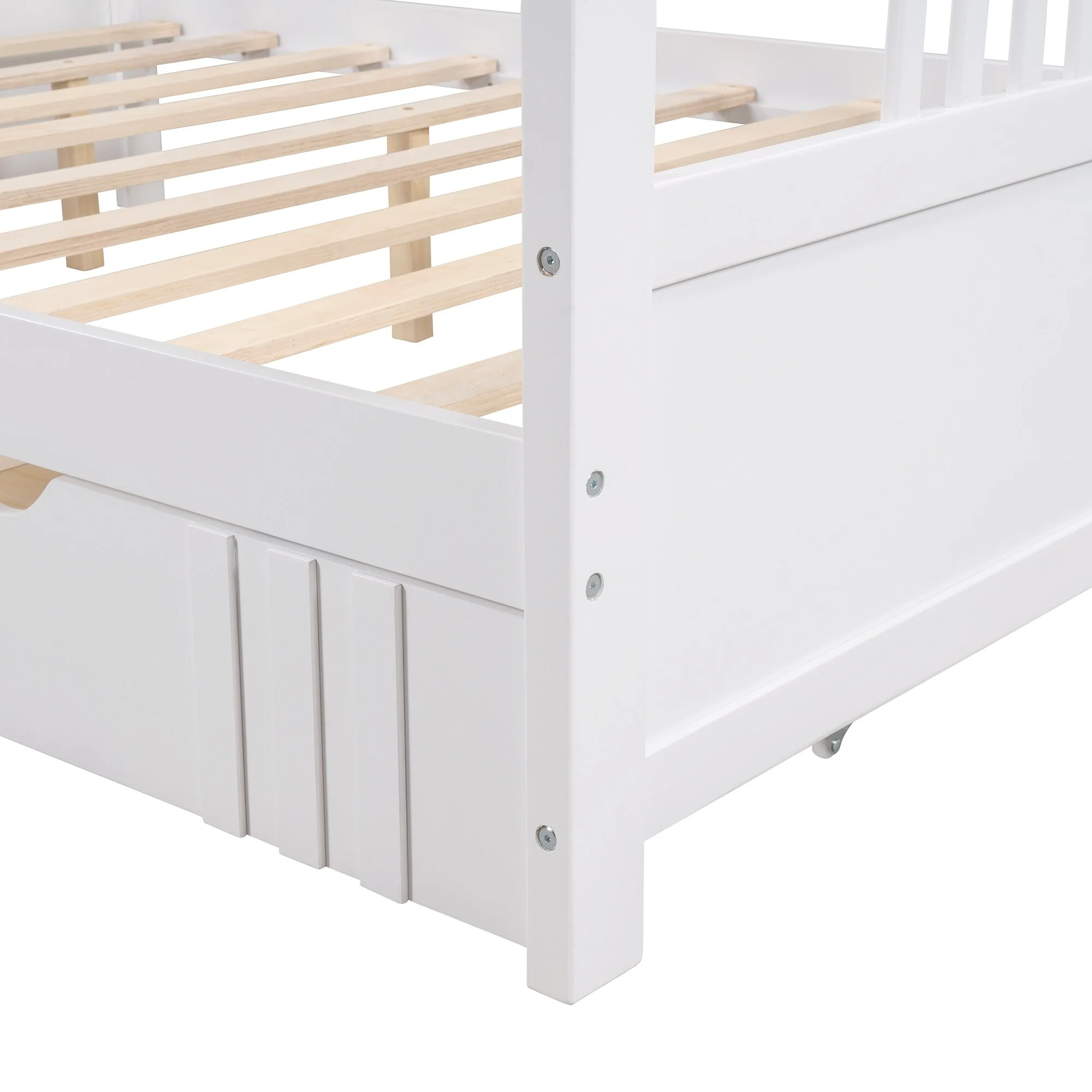 White Multi-functional Space-saving Design Solid Construction Wood Daybed with Two Drawers, Easy to Assemble, Full Size