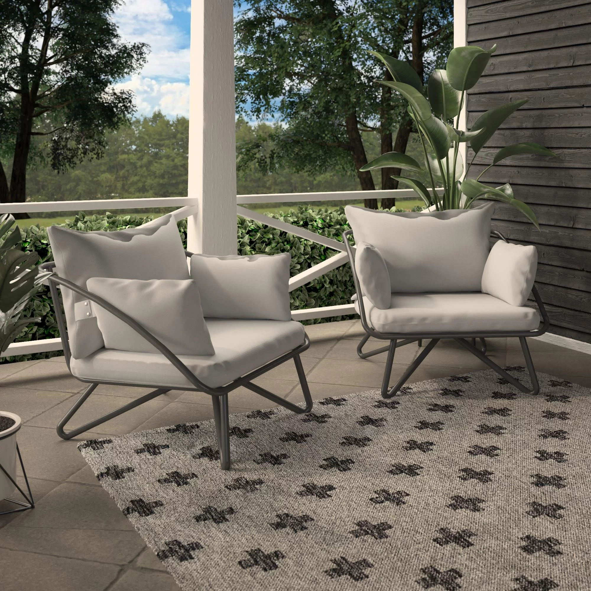 Novogratz Poolside Gossip, Teddi Outdoor Lounge Chairs, 2-Pack, Charcoal