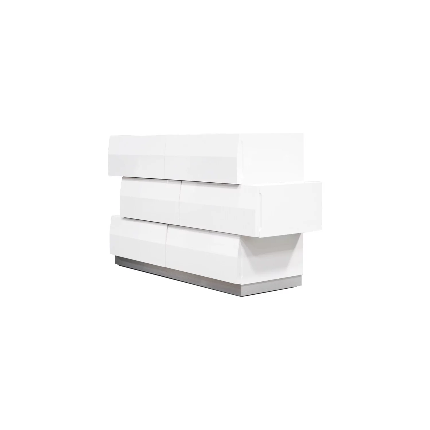 Best Master Spain 2-Piece Poplar Wood Dresser and Mirror Set - White/Silver Base