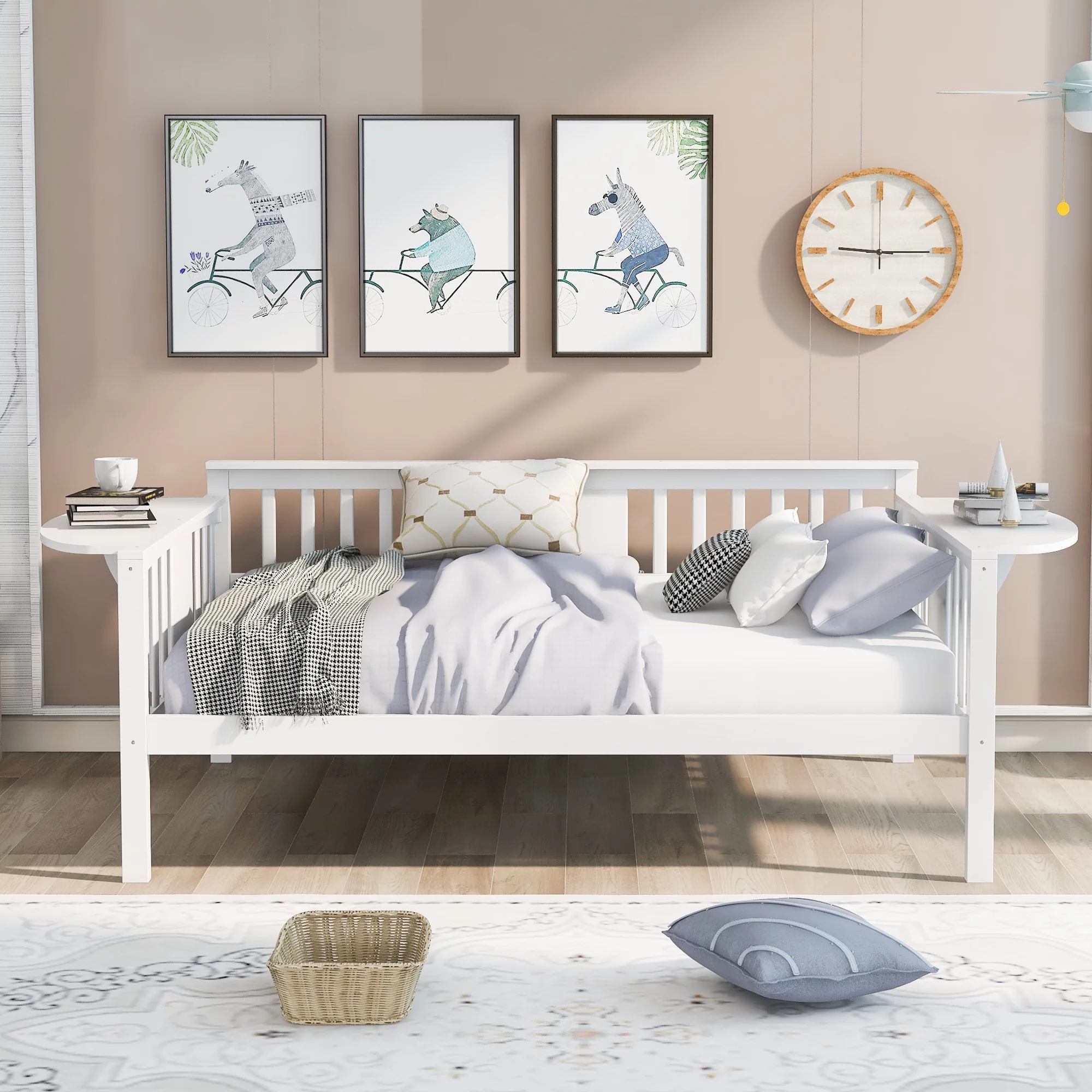 Nestfair White Full size Daybed with Wood Slat Support