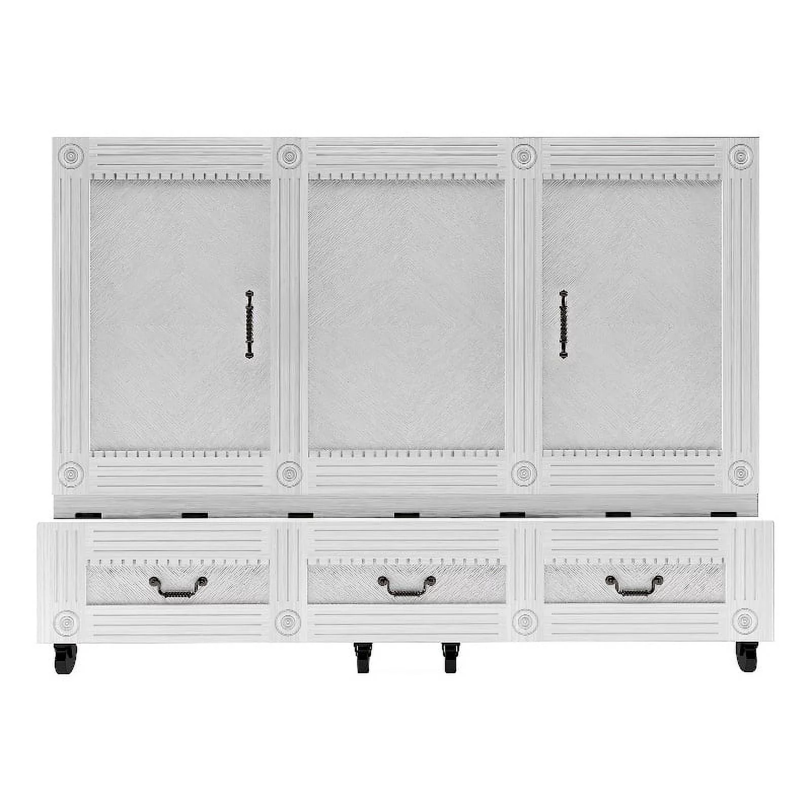 RoomAndLoft Imperial Queen Solid Wood Mobile Murphy Cabinet Bed in White