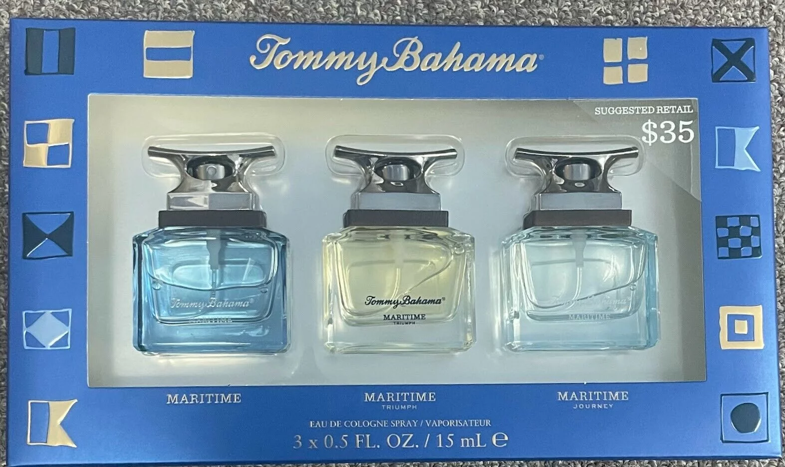 Tommy Bahama 3x 0.5 oz Maritime,Triumph,Journey EDC Gift Set for Men Spray