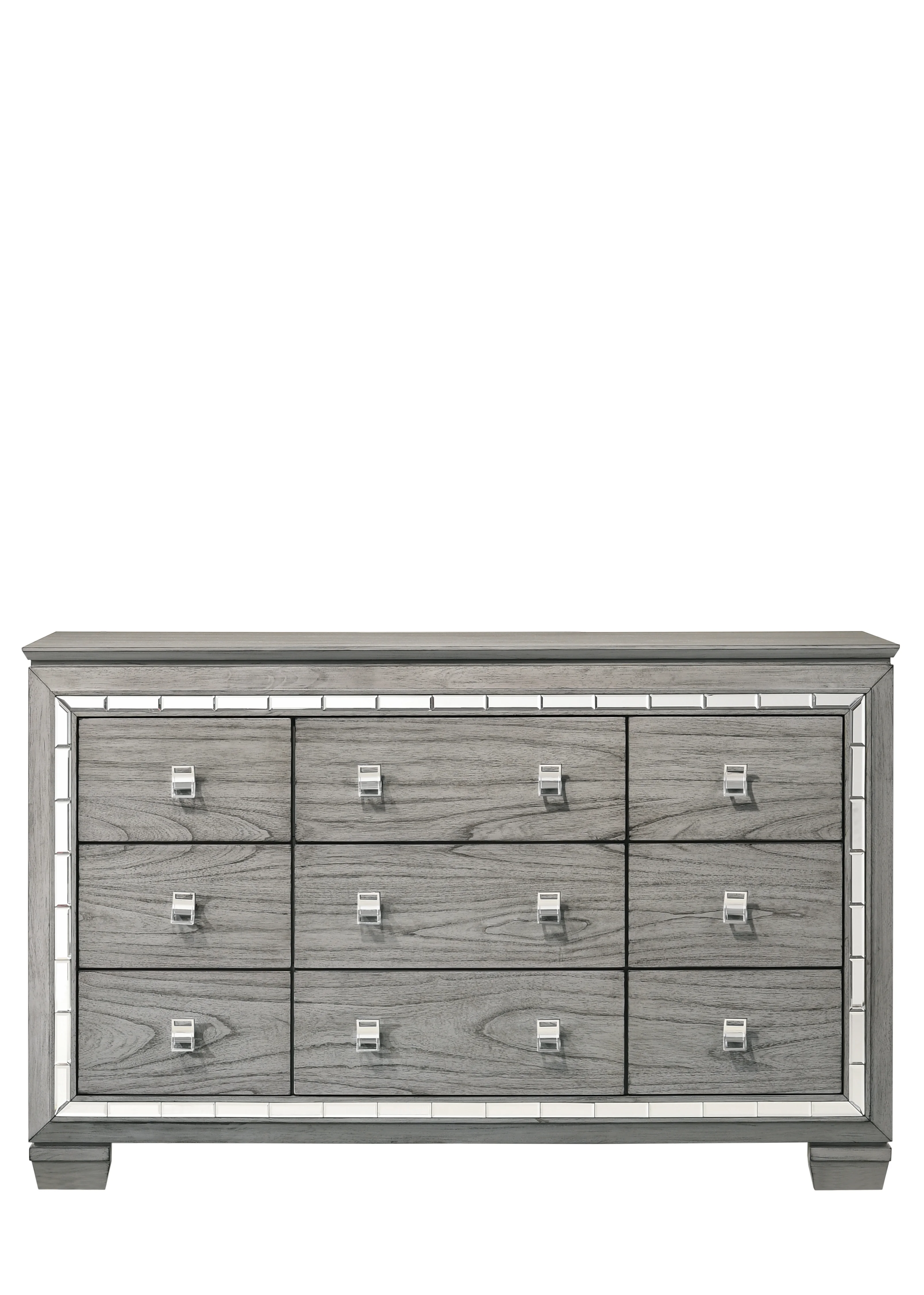 ACME Antares 9-Drawer Rectangular Wooden Dresser in Light Gray Oak