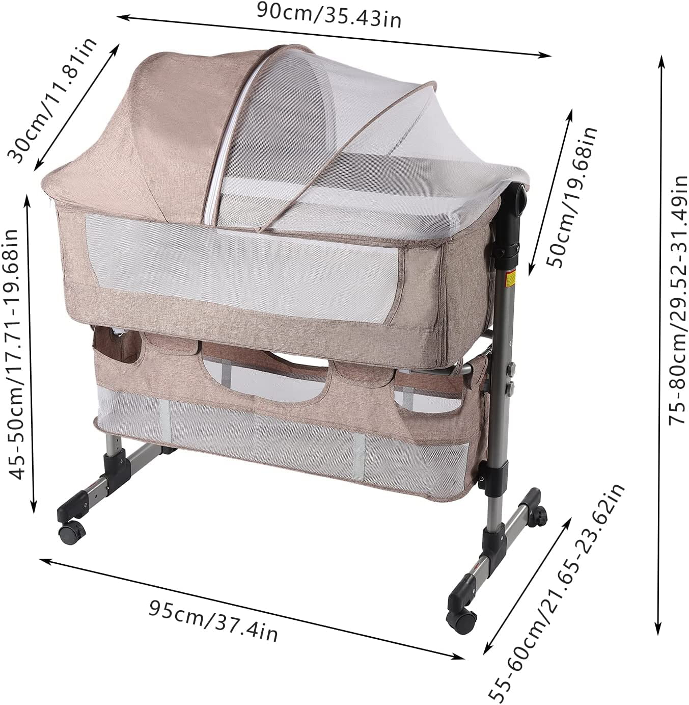 TFCFL Portable Baby Bassinet Bedside Sleeper for Infant Easy Folding Crib w/ Storage