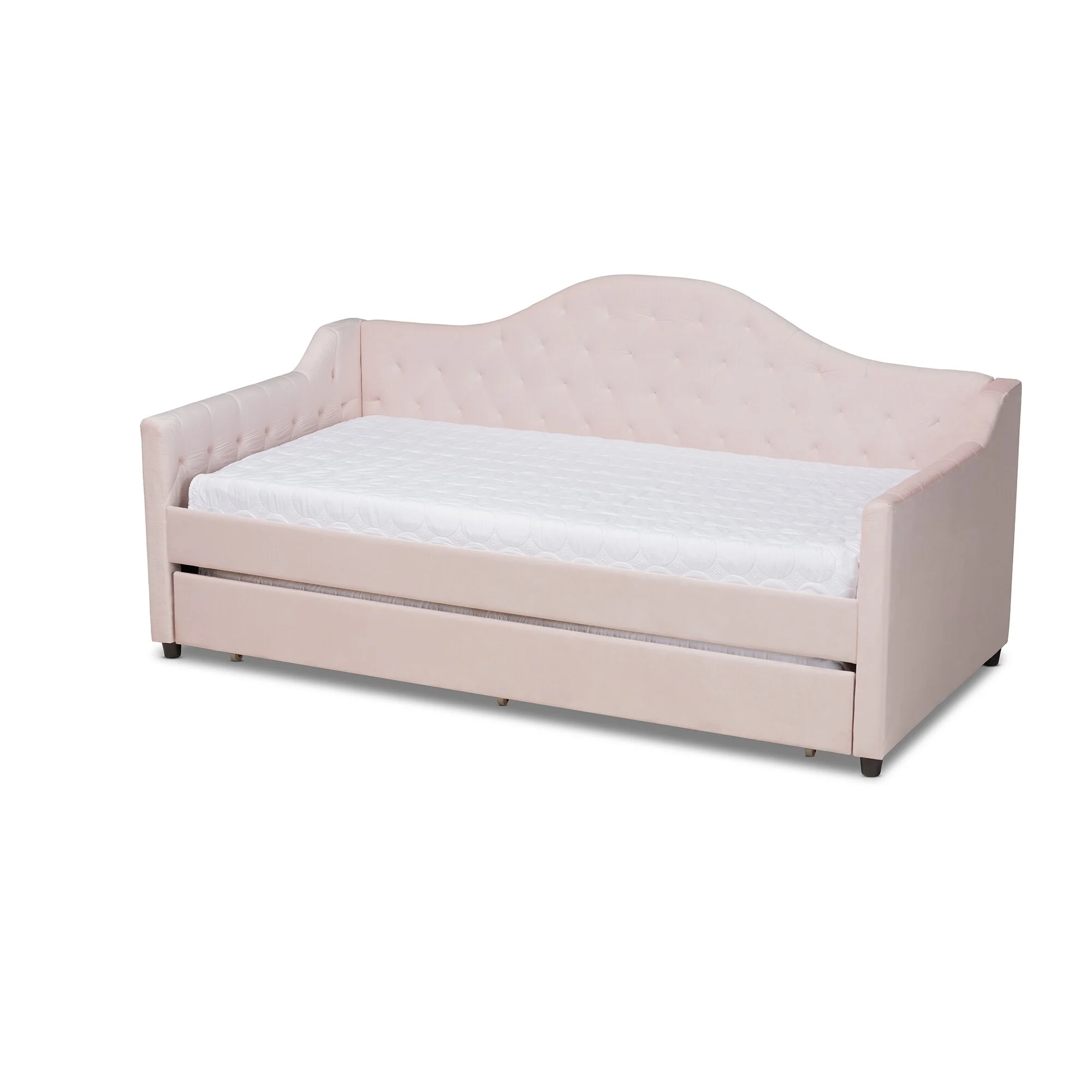 Copper Grove  Koziatyn Contemporary Velvet Daybed with Trundle Light Pink Twin