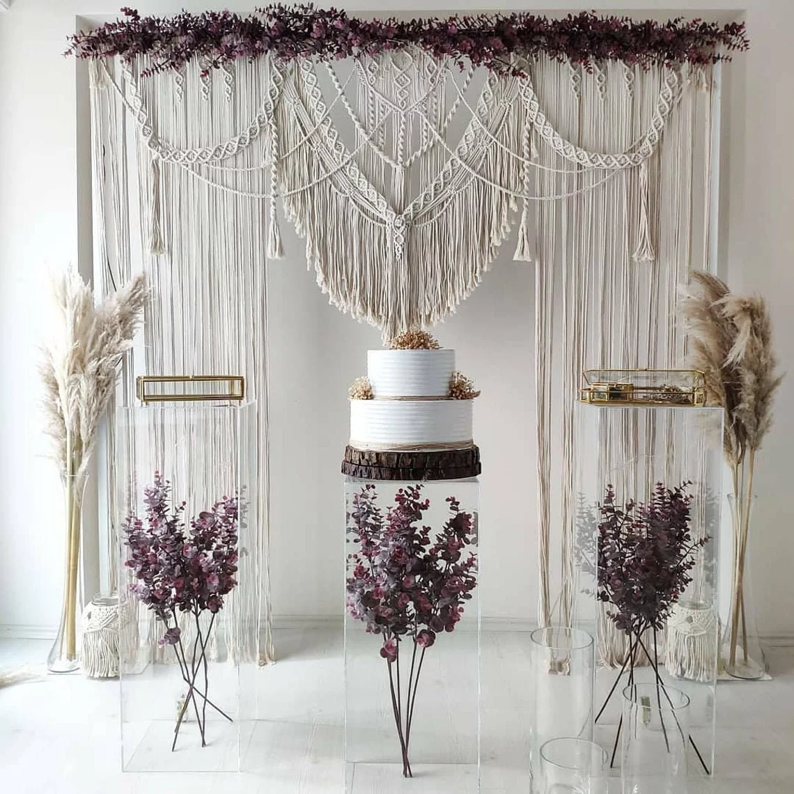 KNITTWORLD Macrame Handmade /Wedding- Woven Decoration Arch Backdrop Macramé / Wall Art Tapestry | LARGE