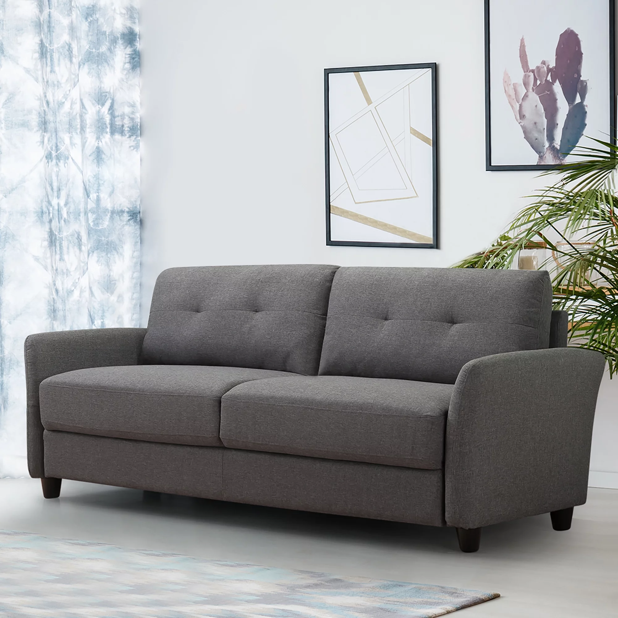 Zinus Ricardo Sofa Couch, Dark Grey Polyester