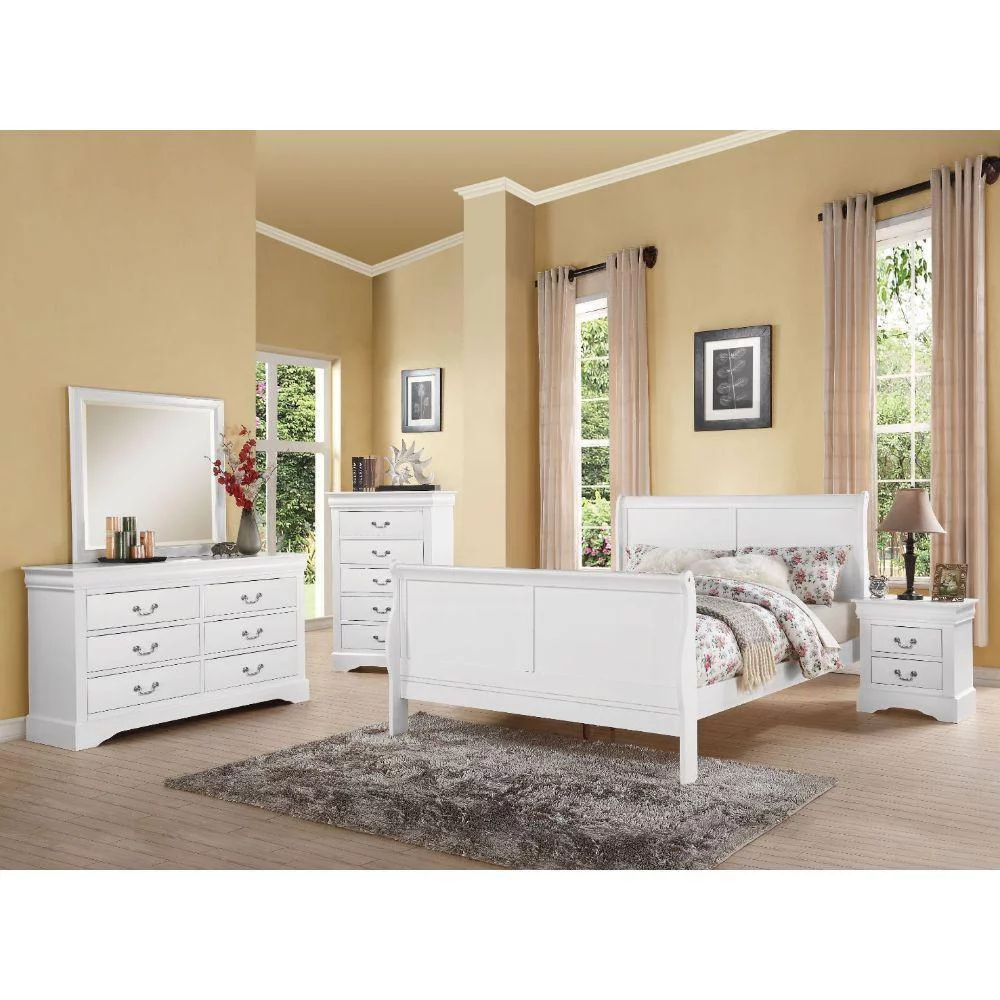 Contemporary White Twin 5pcs Bedroom Set by Acme Louis Philippe III 24515T-5pcs