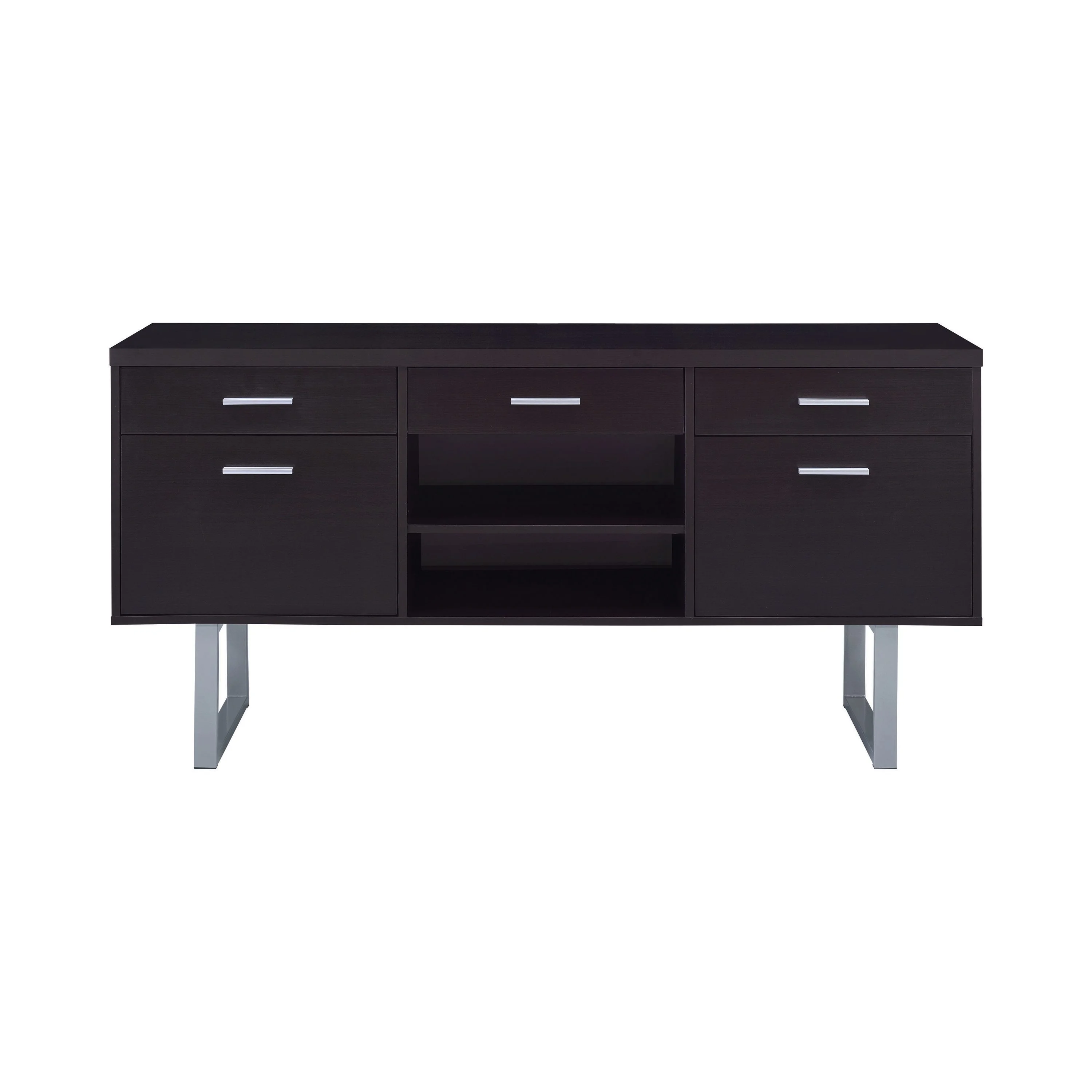 Lawtey 5-drawer Credenza with Adjustable Shelf Cappuccino