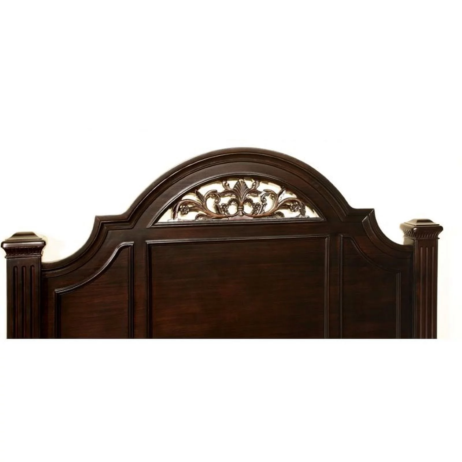 FOA Damos 4pc Dark Walnut Wood Bedroom Set - King+Nightstand+Dresser+Mirror