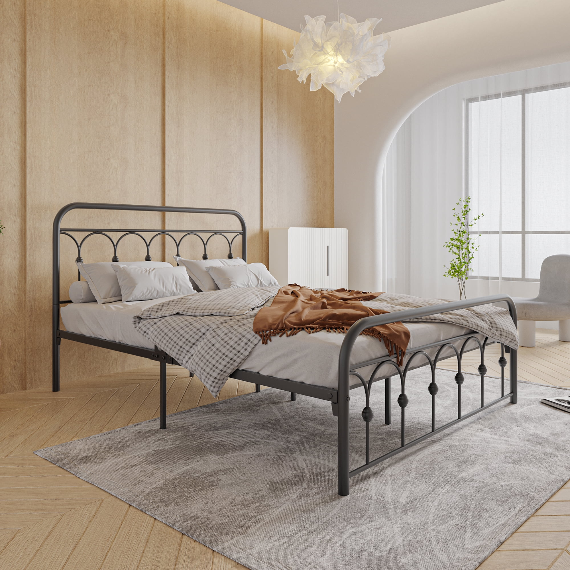 CoSoTower Queen Metal Bed Frame With Headboard And Footboard Platform Queen Size No Box Spring Needed 124