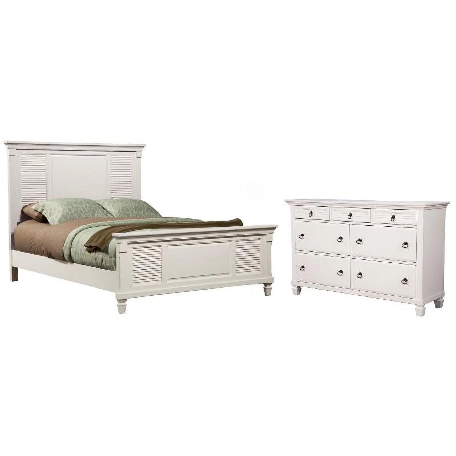 Home Square 2-Piece Set with 7 Drawer Dresser & King Shutter Panel Bed