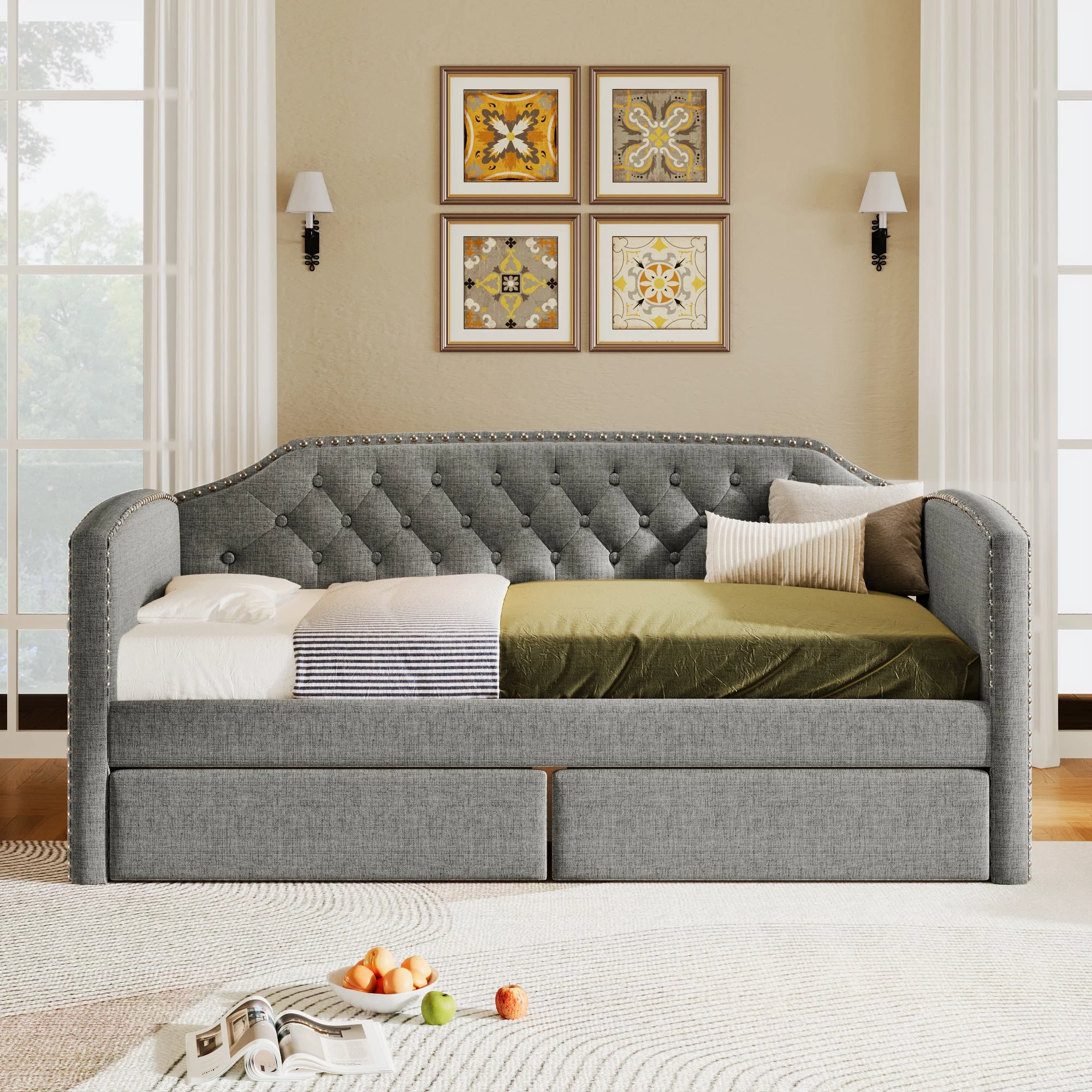 Baltic Twin Size Daybed with Drawers - Gray