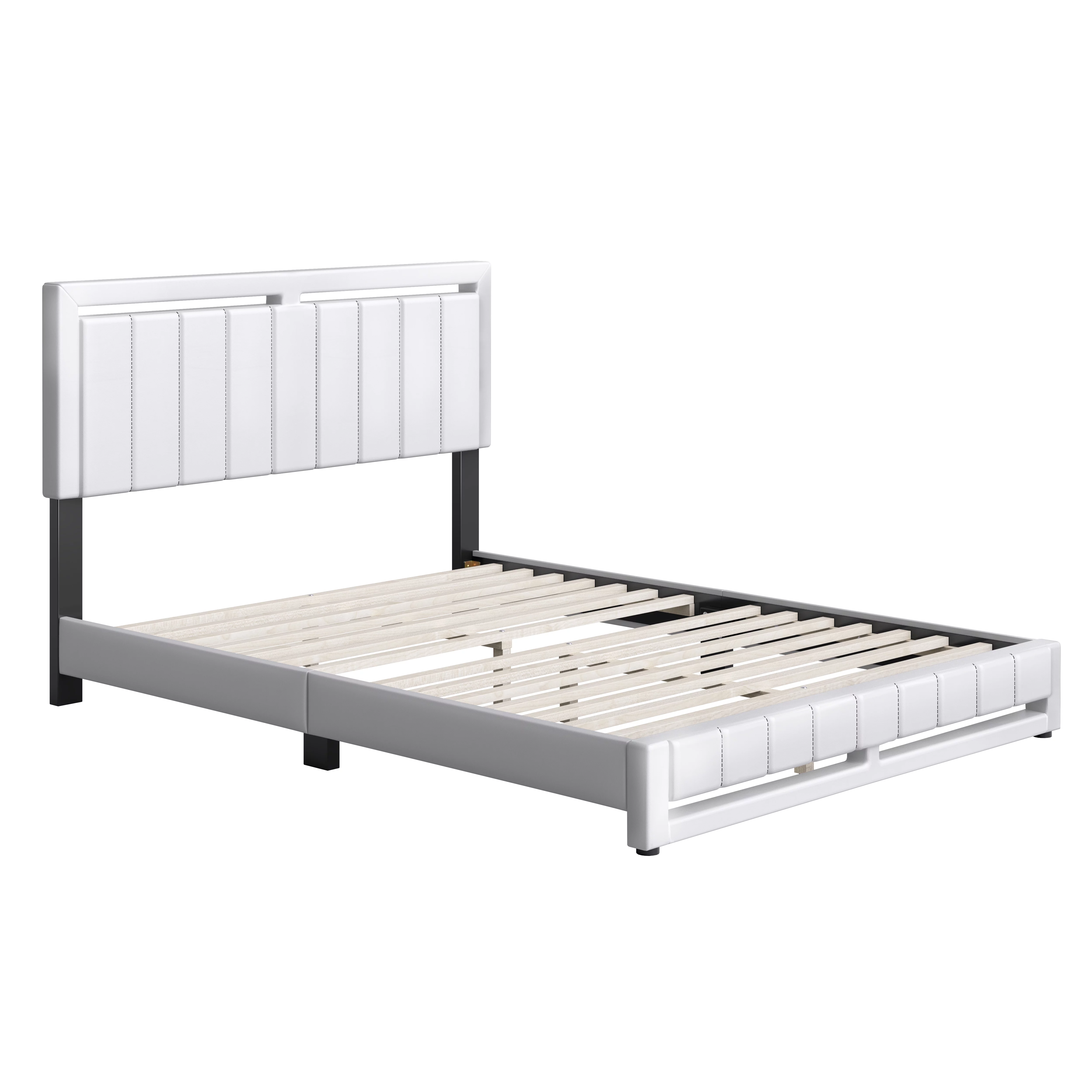 Boyd Sleep Beaumont Upholstered Faux Leather Platform Bed, King, White