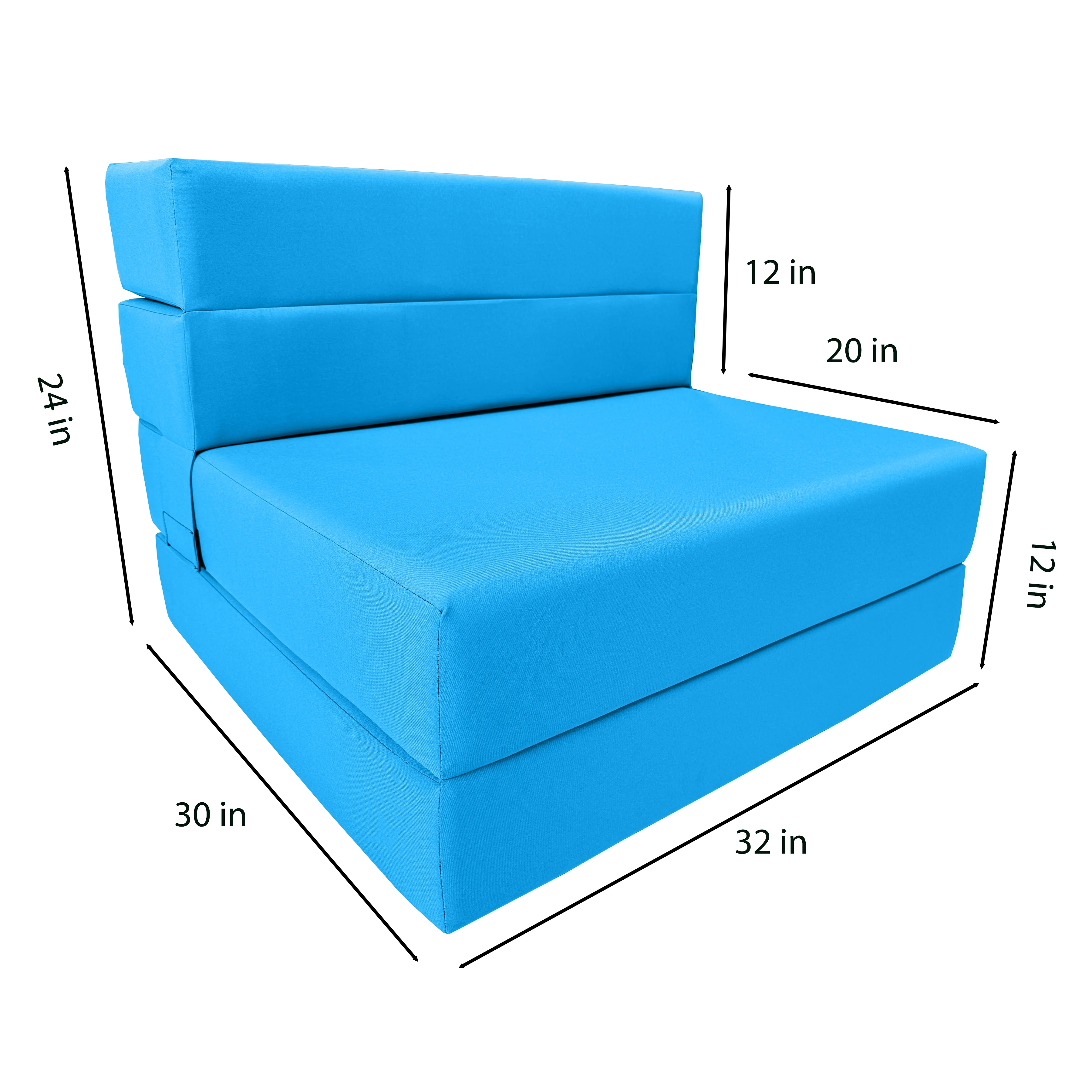Lounger Folding Foam Mattresses, Portable Convertible Sofa Beds, Sleeper Flip Chairs, Turquoise 80 x 32 x 6