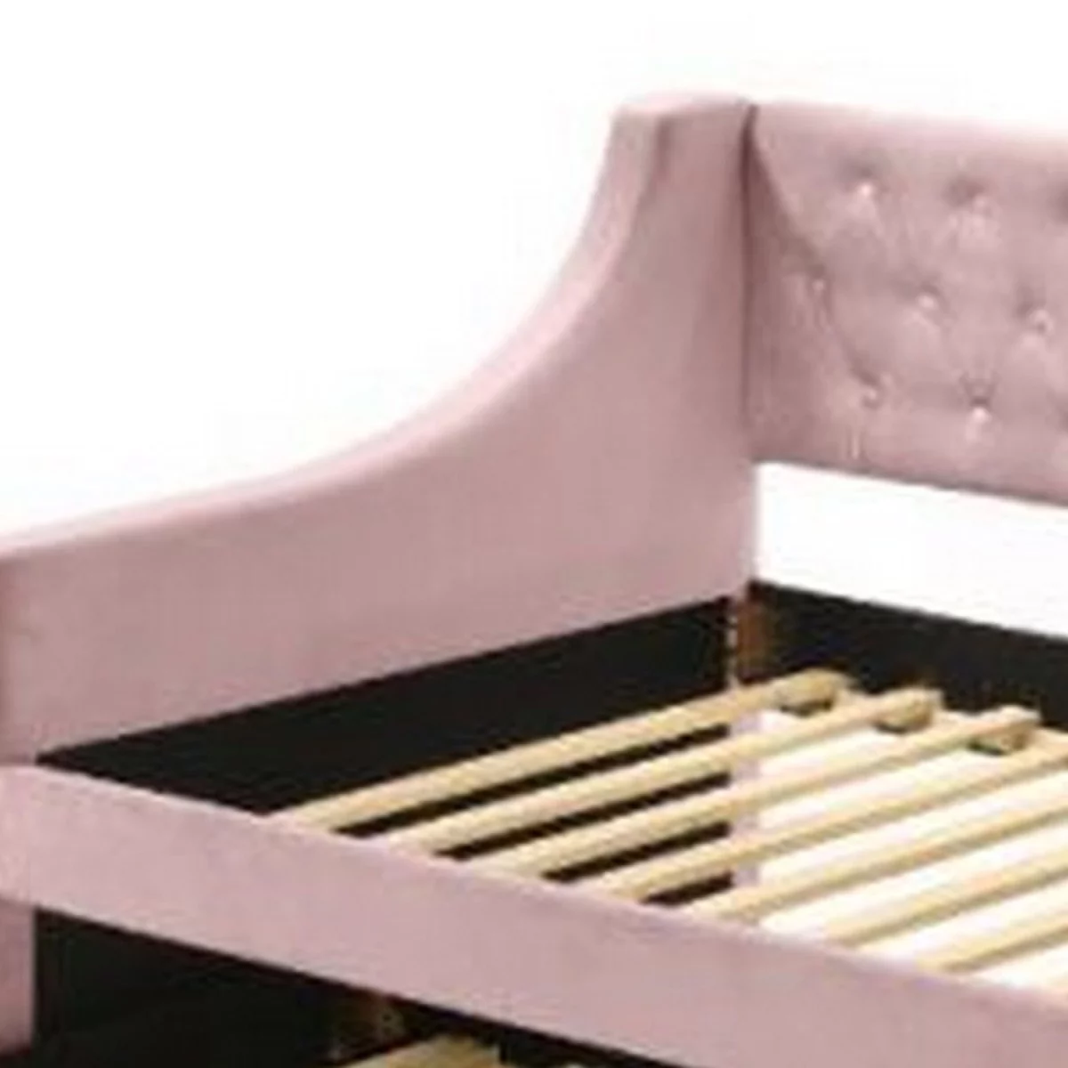 Twin Daybed with Sloped Track Arms and Trundle, Pink