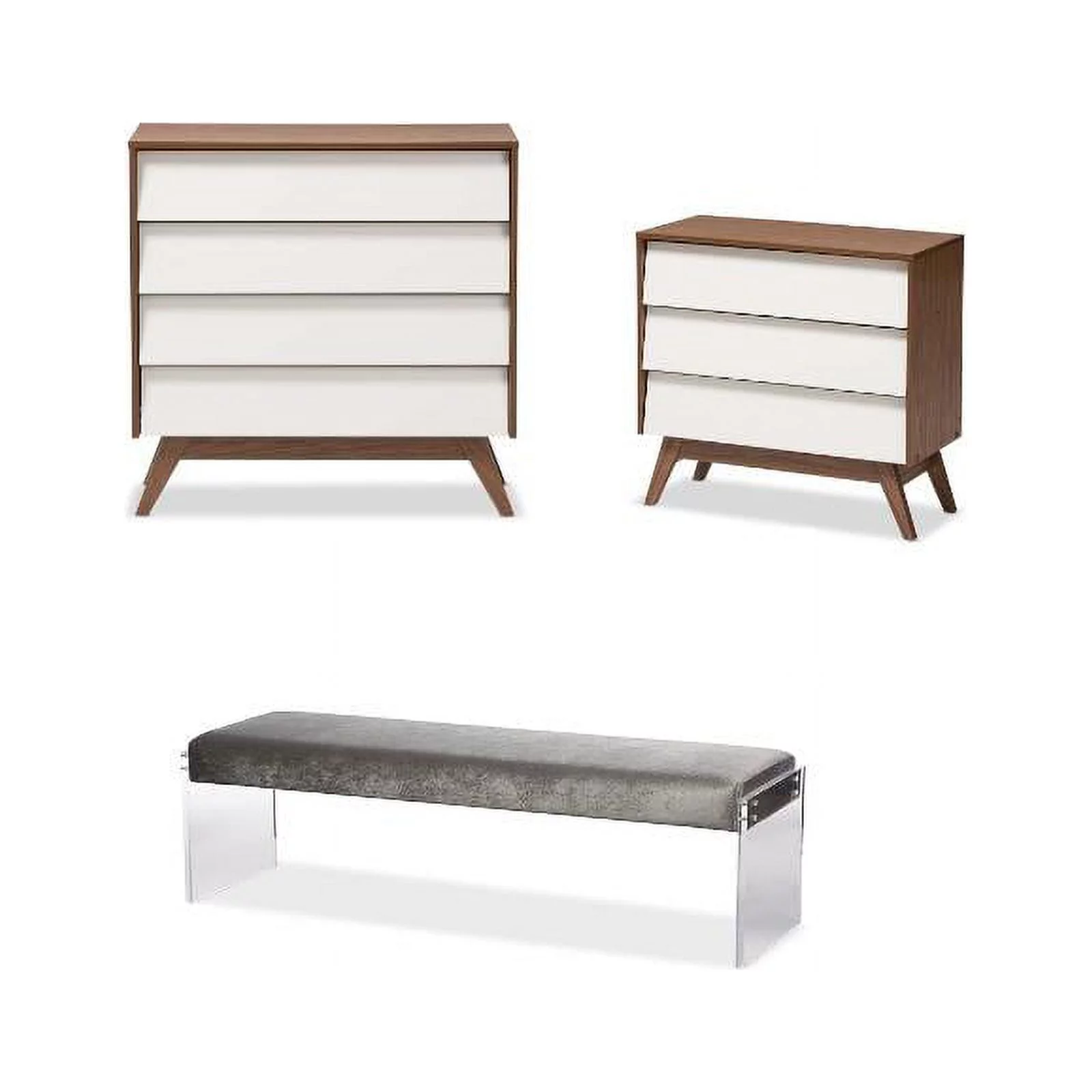 Home Square 3 Piece Bedroom Set 3 Drawer Chest 4 Drawer Chest and Bench