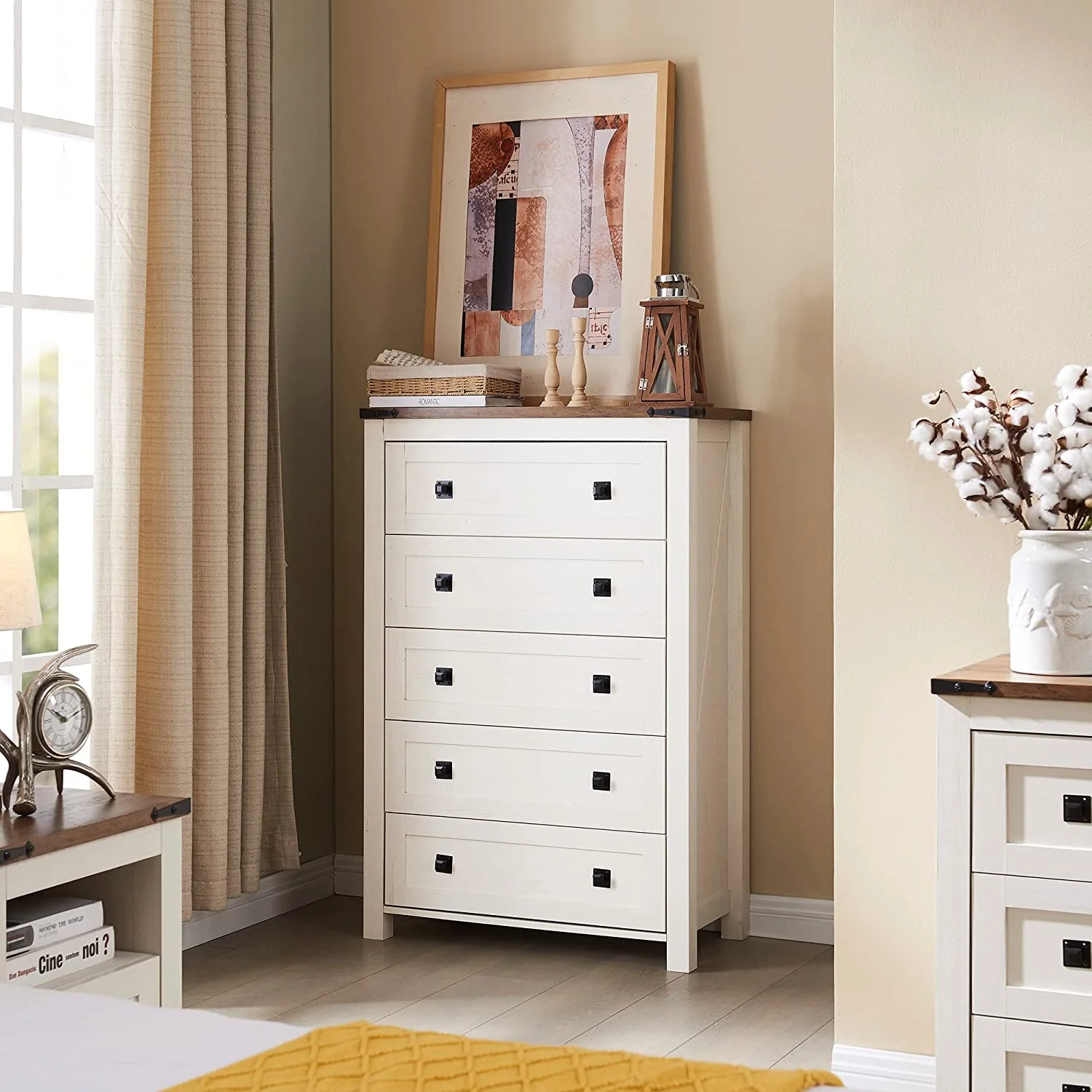 Farmhouse 8 Drawers Dresser Chests for Bedroom Wood Rustic Wide Chset of Drawers Storage Dressers Organizer for Bedroom Living Room Hallway Dark Rustic Oak