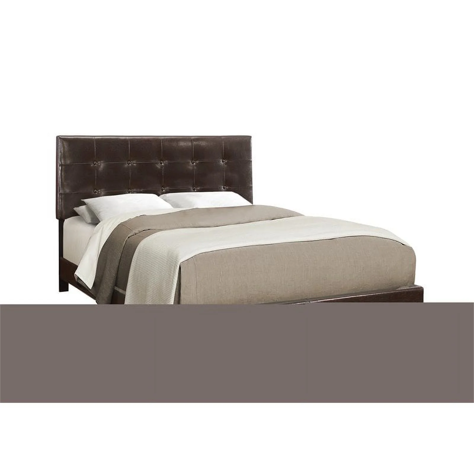 Bowery Hill Bed Queen Platform Bedroom Frame Upholstered Pu Leather Look Brown