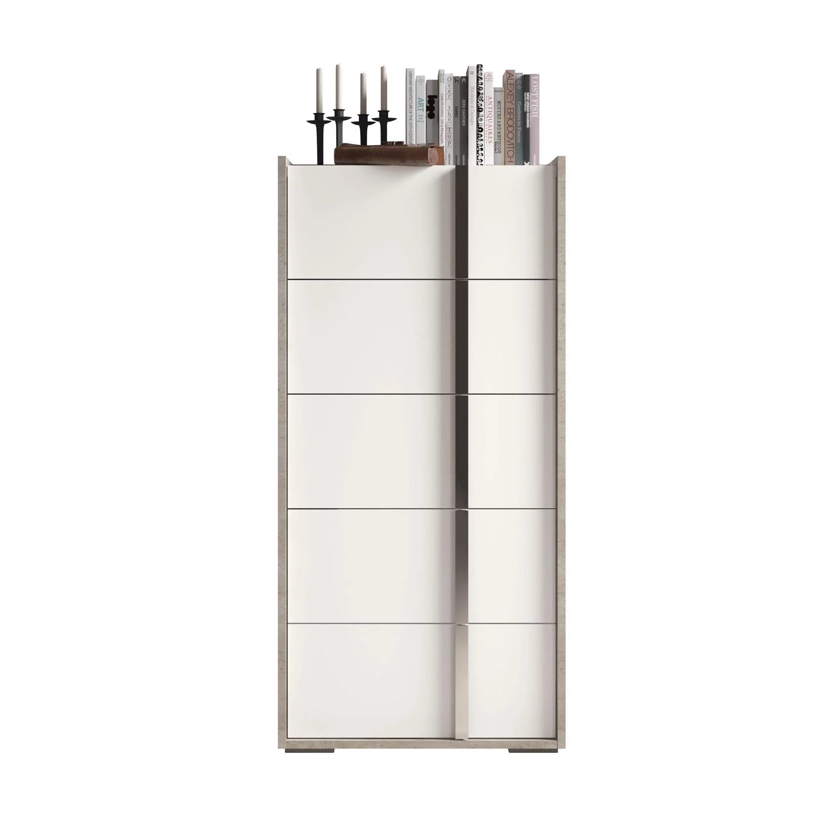 High Gloss White & Grey 5 Drawer Chest TREVISO ESF Modern Made in Italy