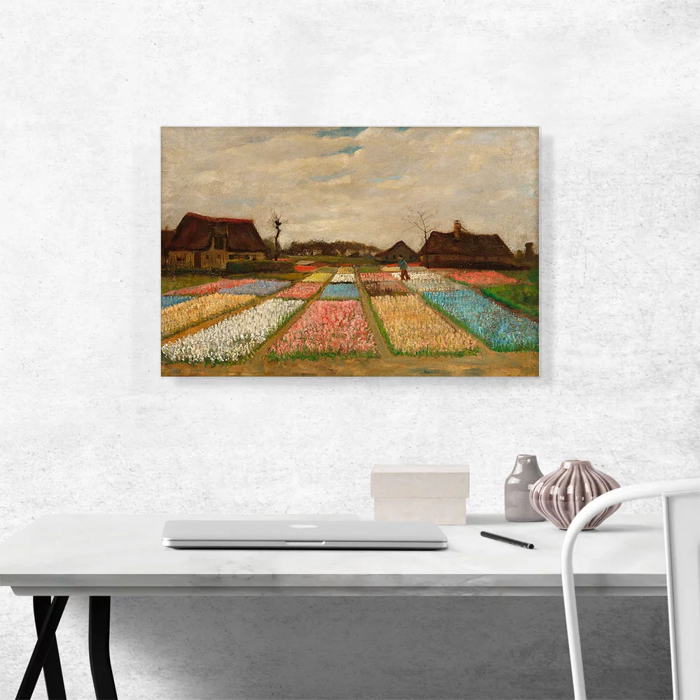ARTCANVAS Flower Beds in Holland 1883 Canvas Art Print by Vincent Van Gogh - Size: 26